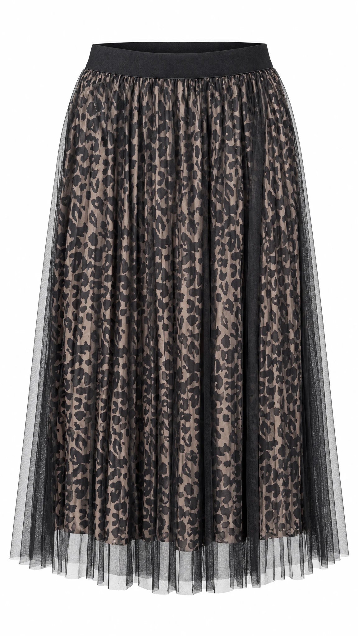 Plissierter Tüllrock mit Leoparden-Print auf Kleiderbügel