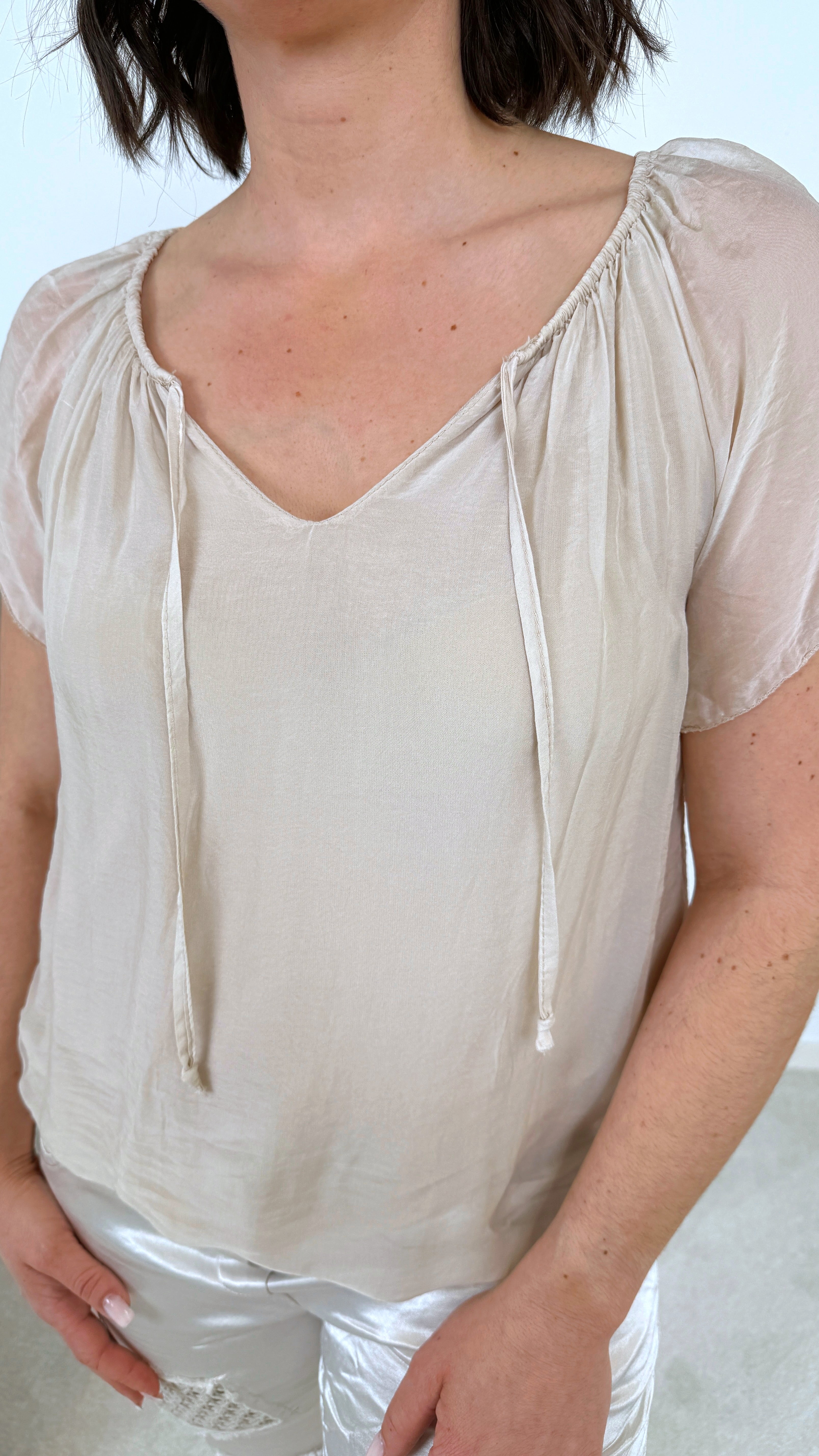 Seidenbluse Santorini *Beige* Big Size - Power of Princess