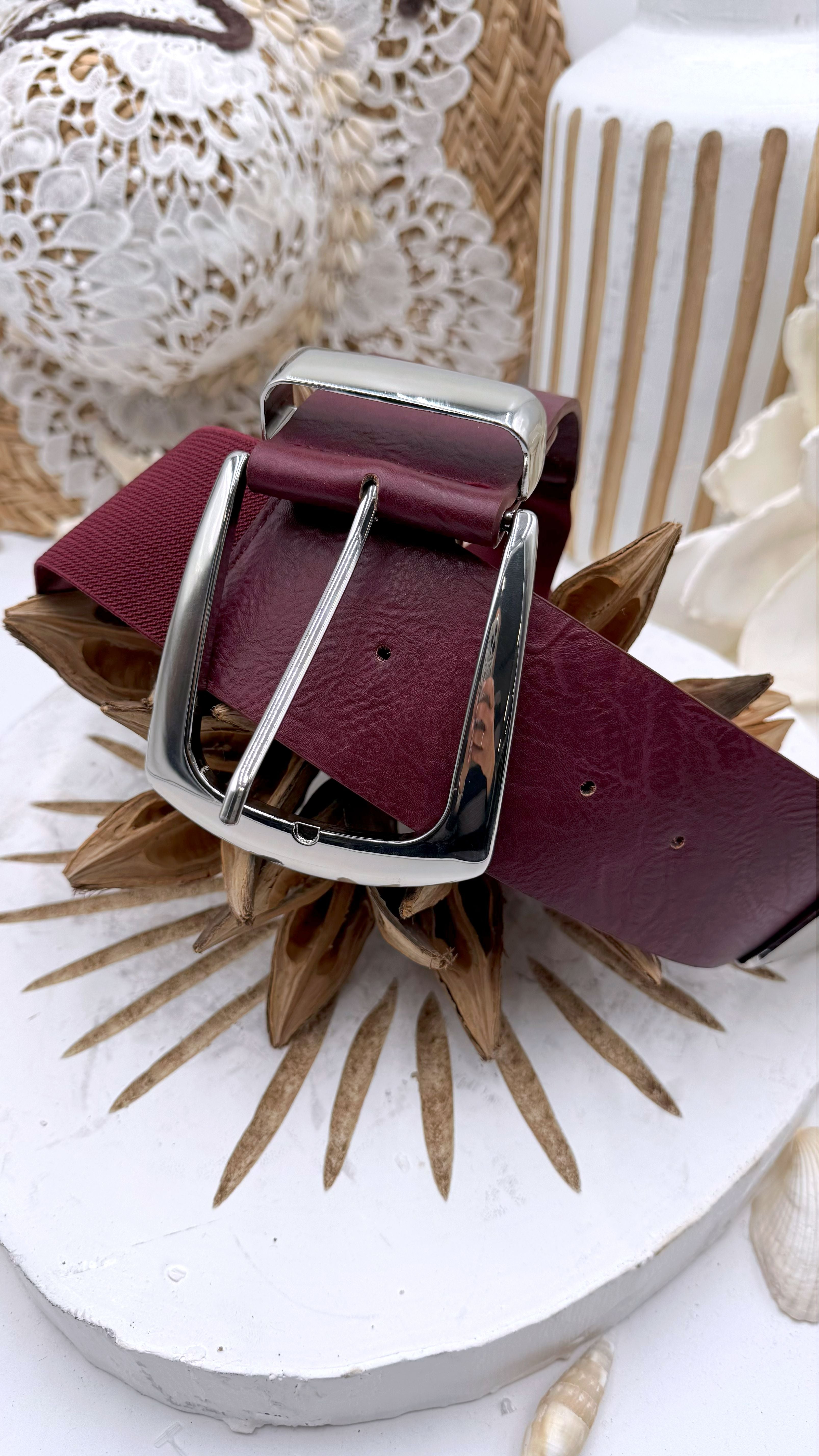 Gürtel Luxe Band *Bordaux/Silber*