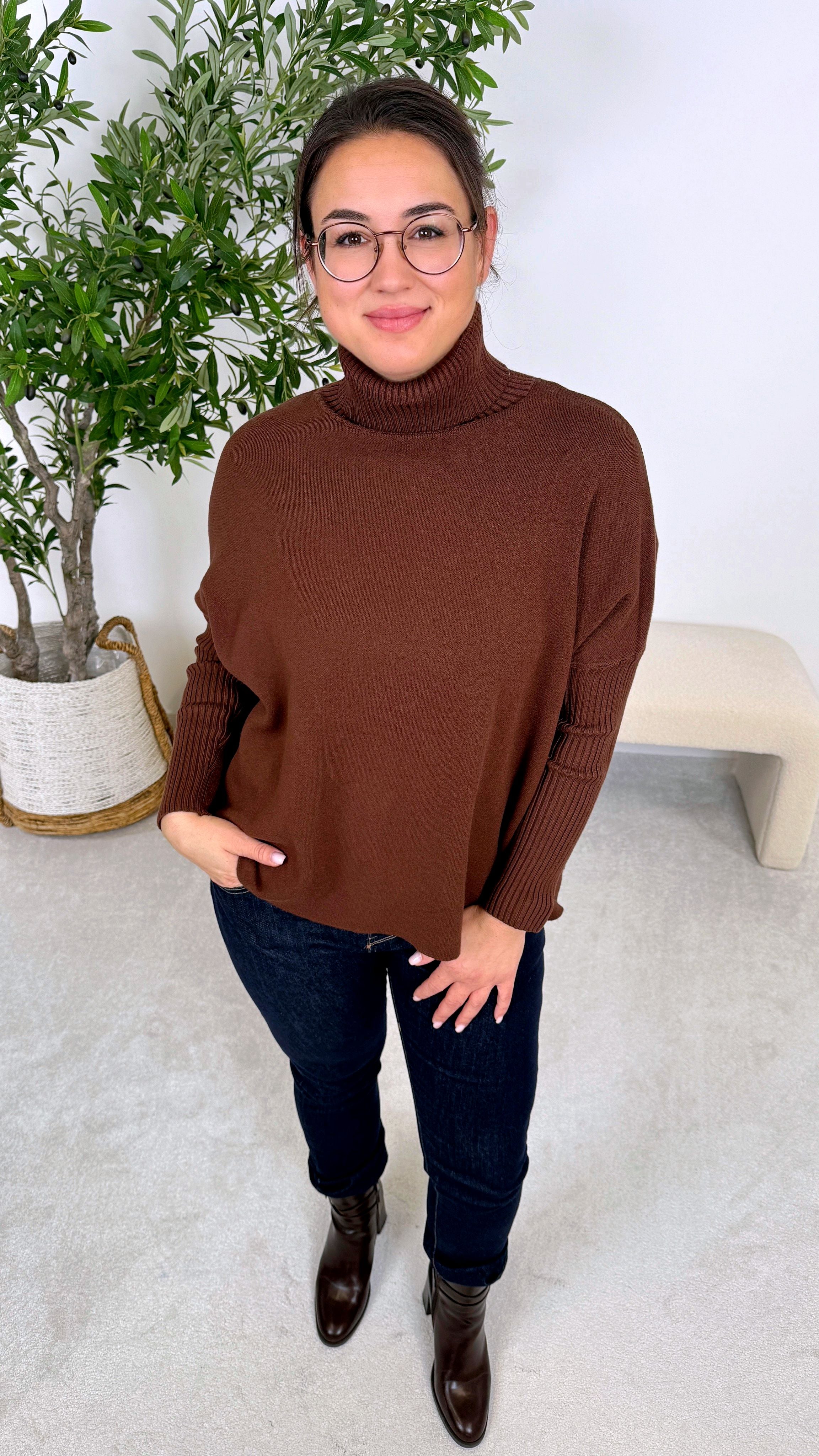 Rollkragenpullover Power Roll *Schoko*