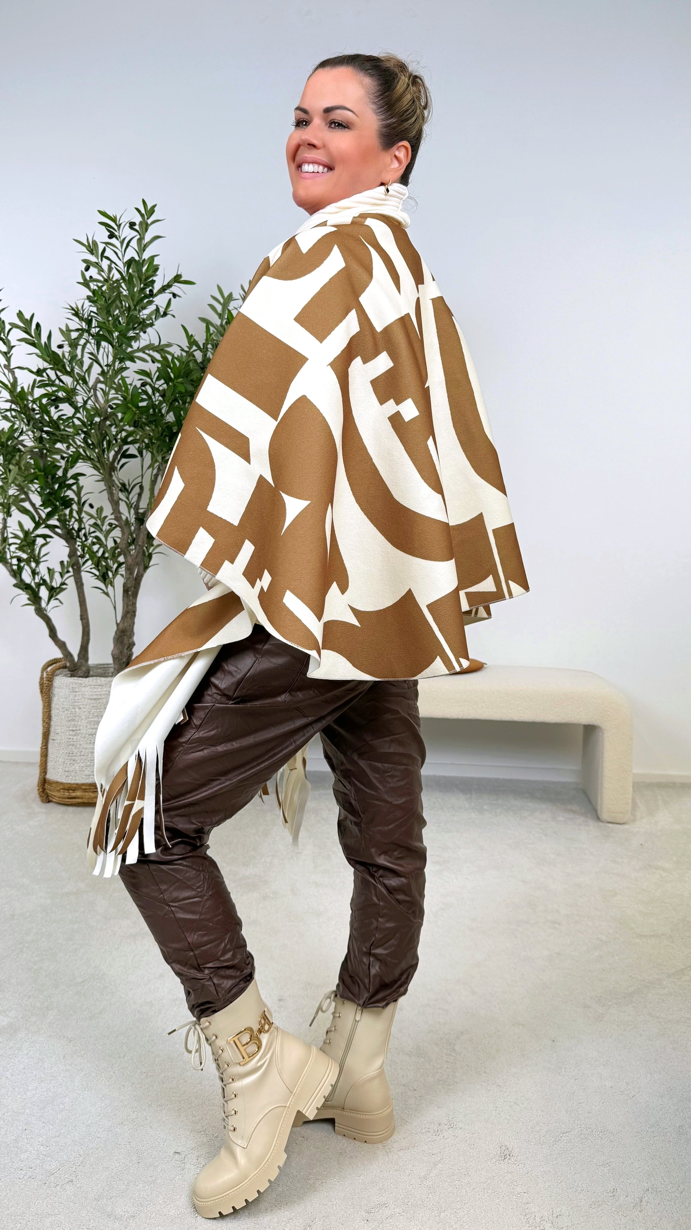 Poncho Bloom Rose *Camel*