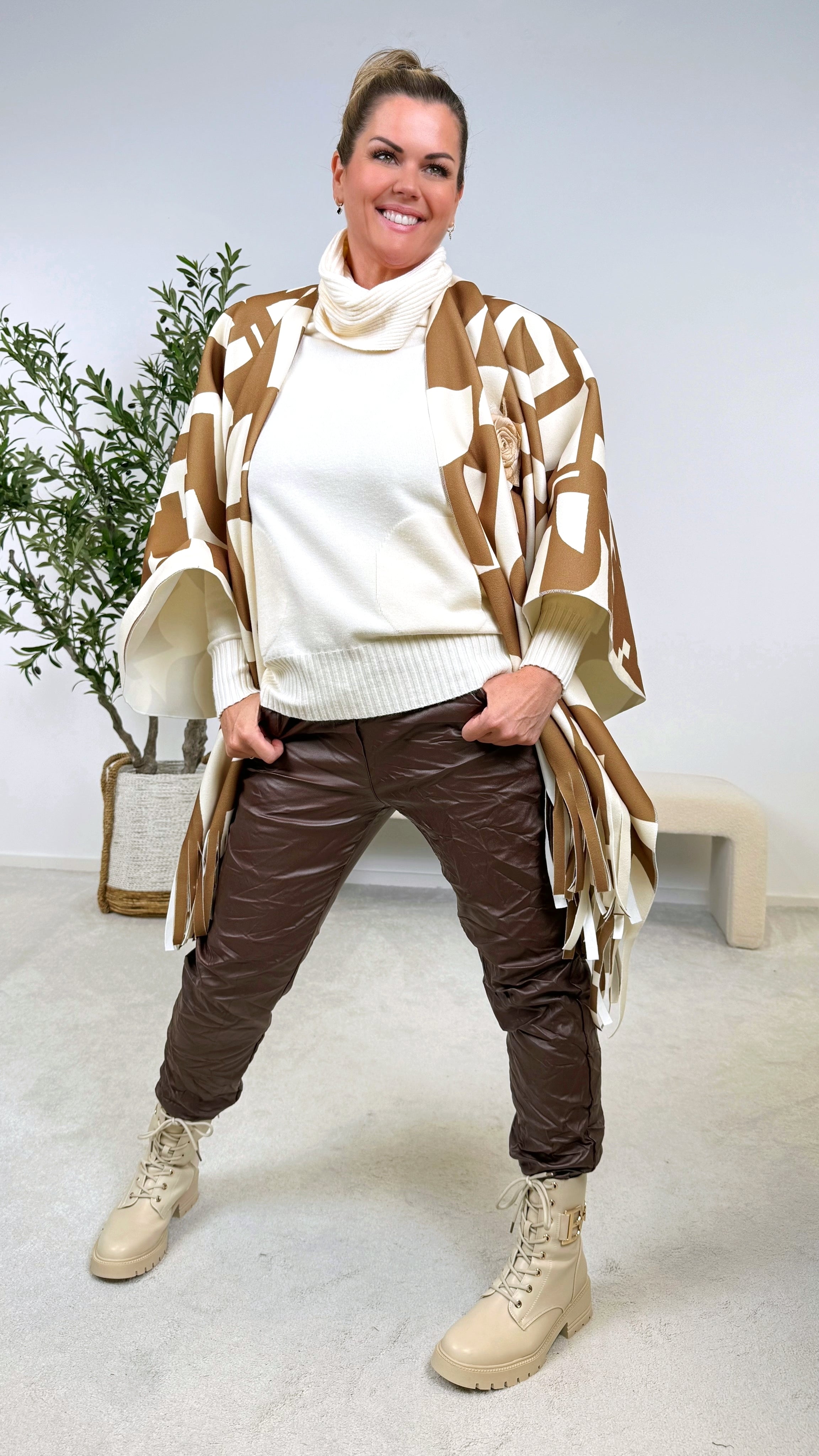 Poncho Bloom Rose *Camel*