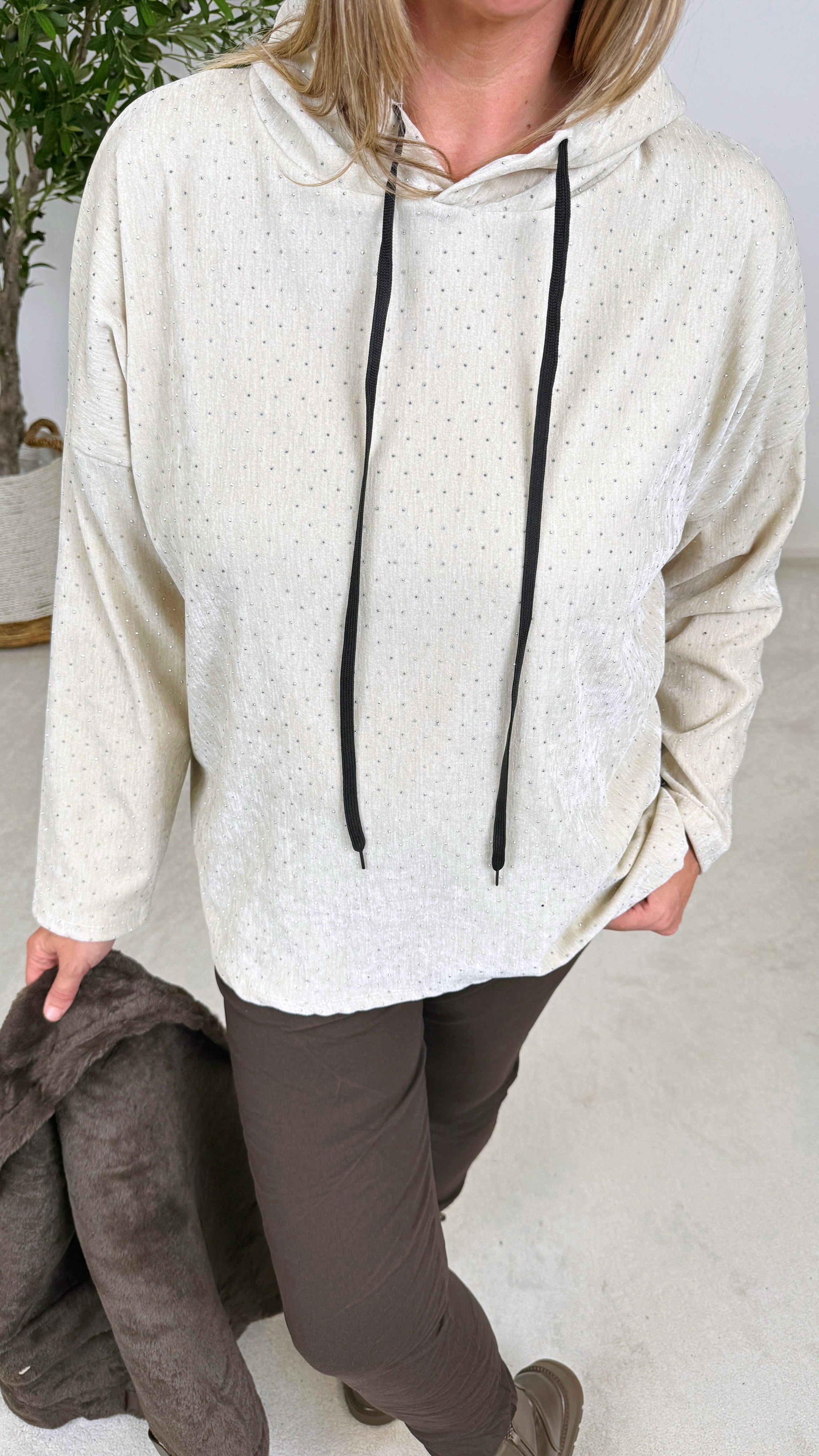 Hoodie Glitz Queen *Beige*
