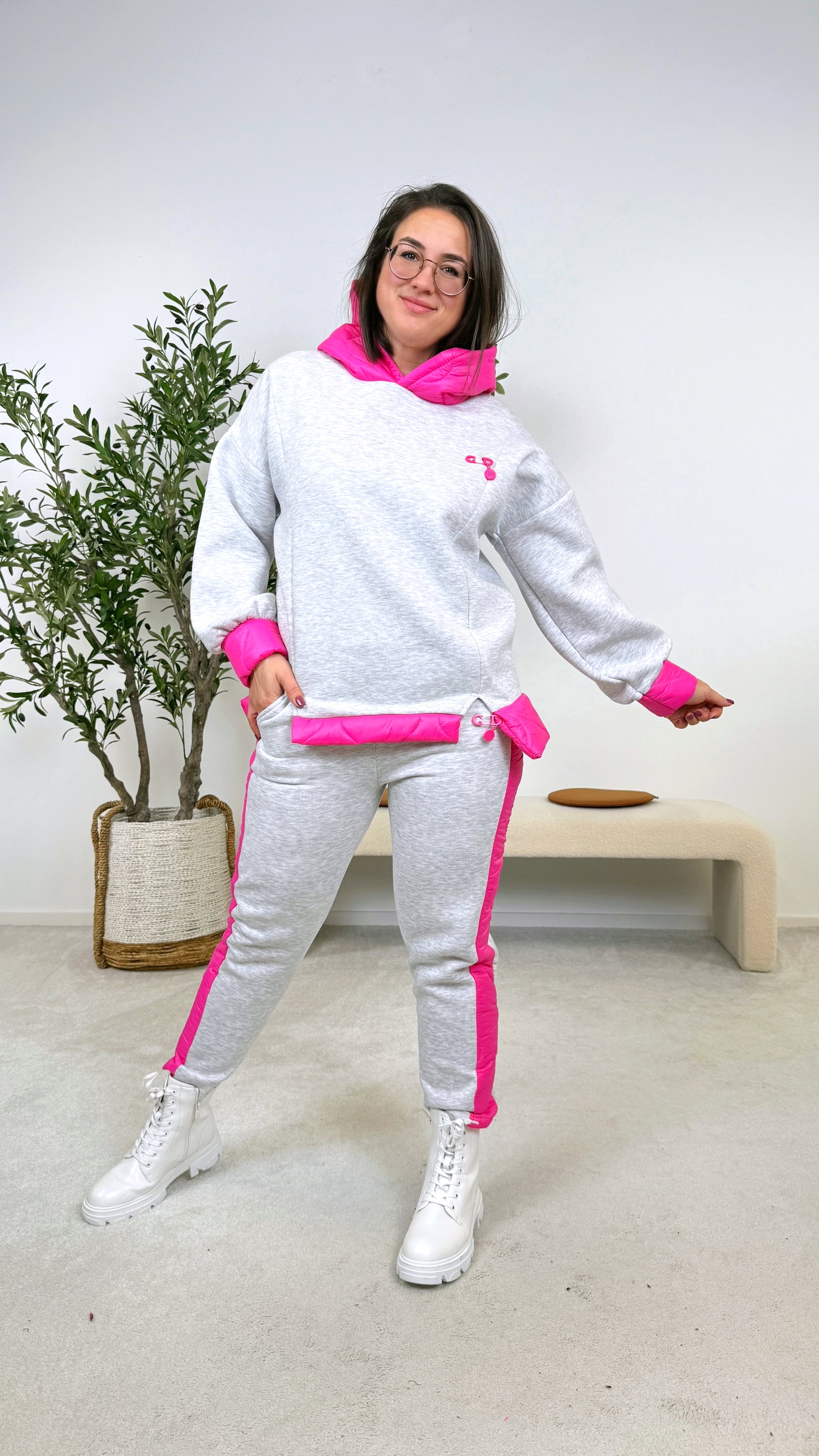 Hoodie Puffer Track *Hellgrau*