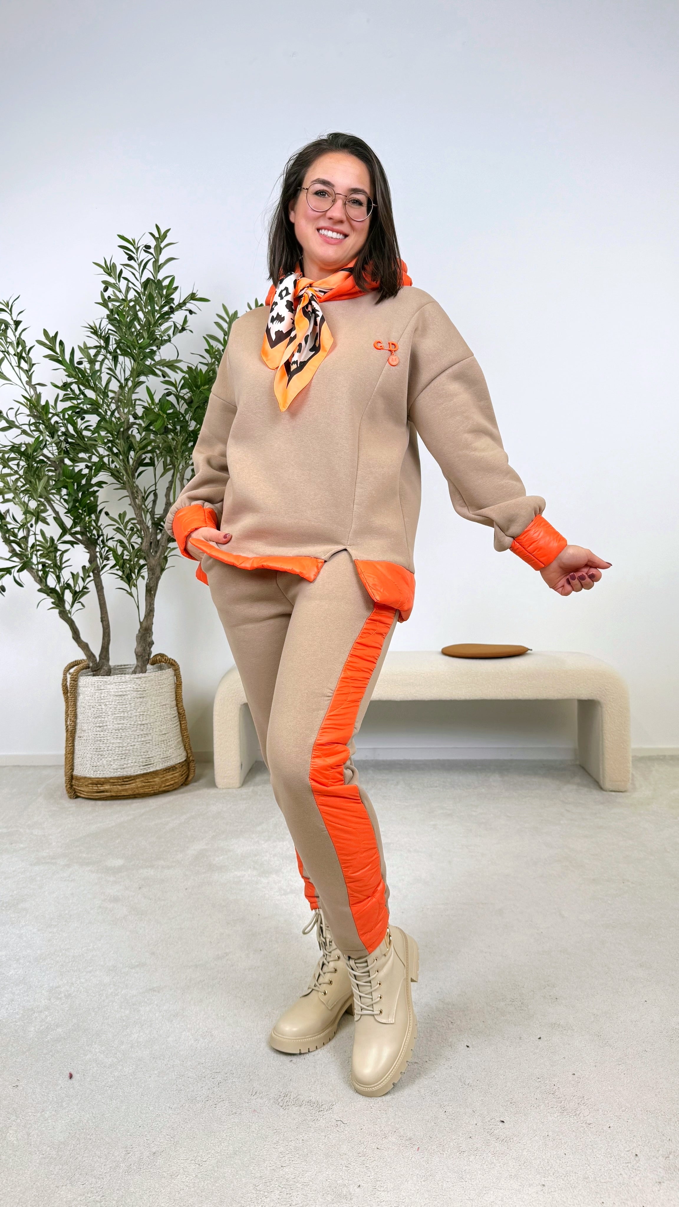 Sweathose Puffer Track *Camel-Hell*