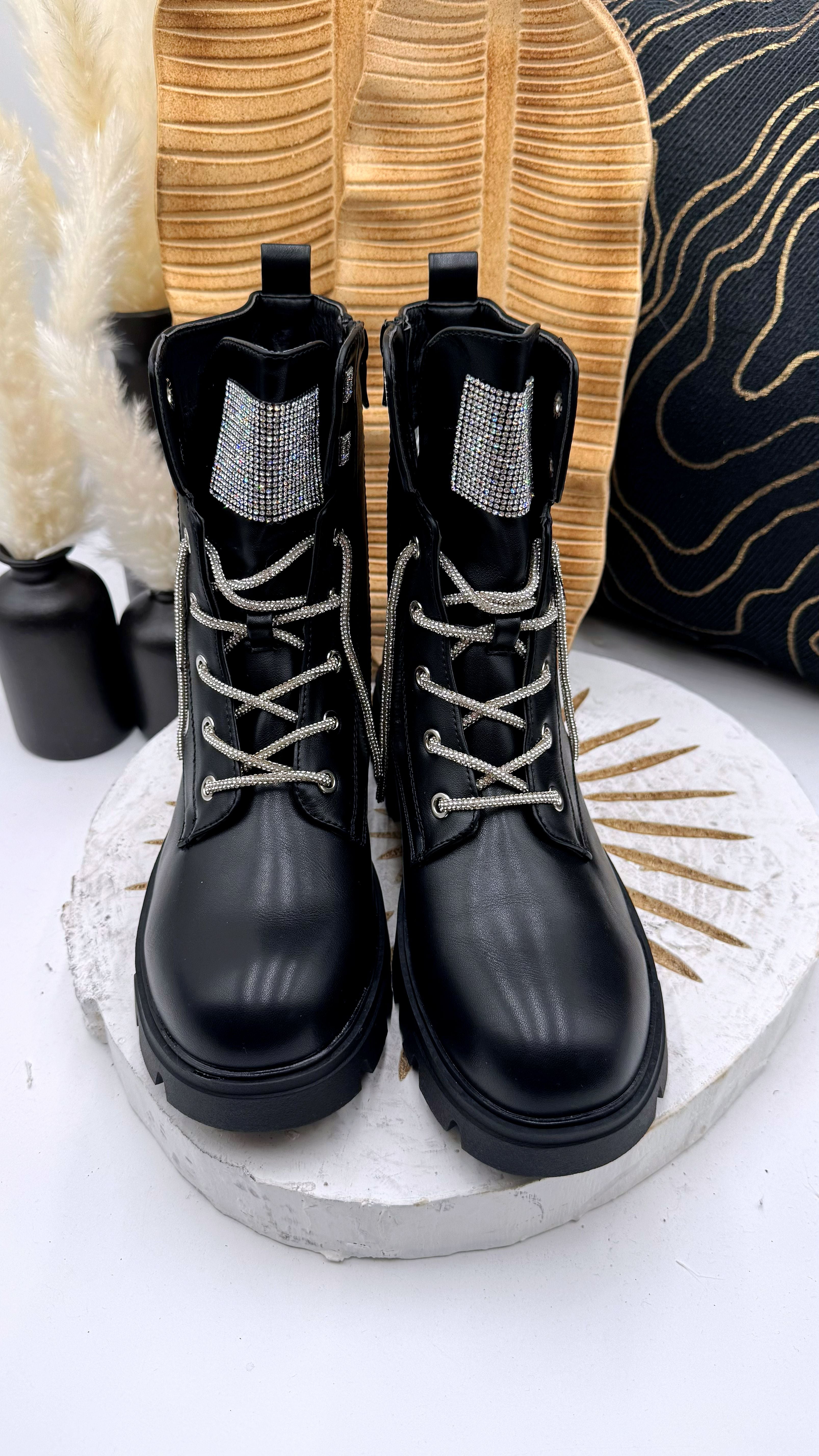 Boots Glitter Cords *Schwarz*