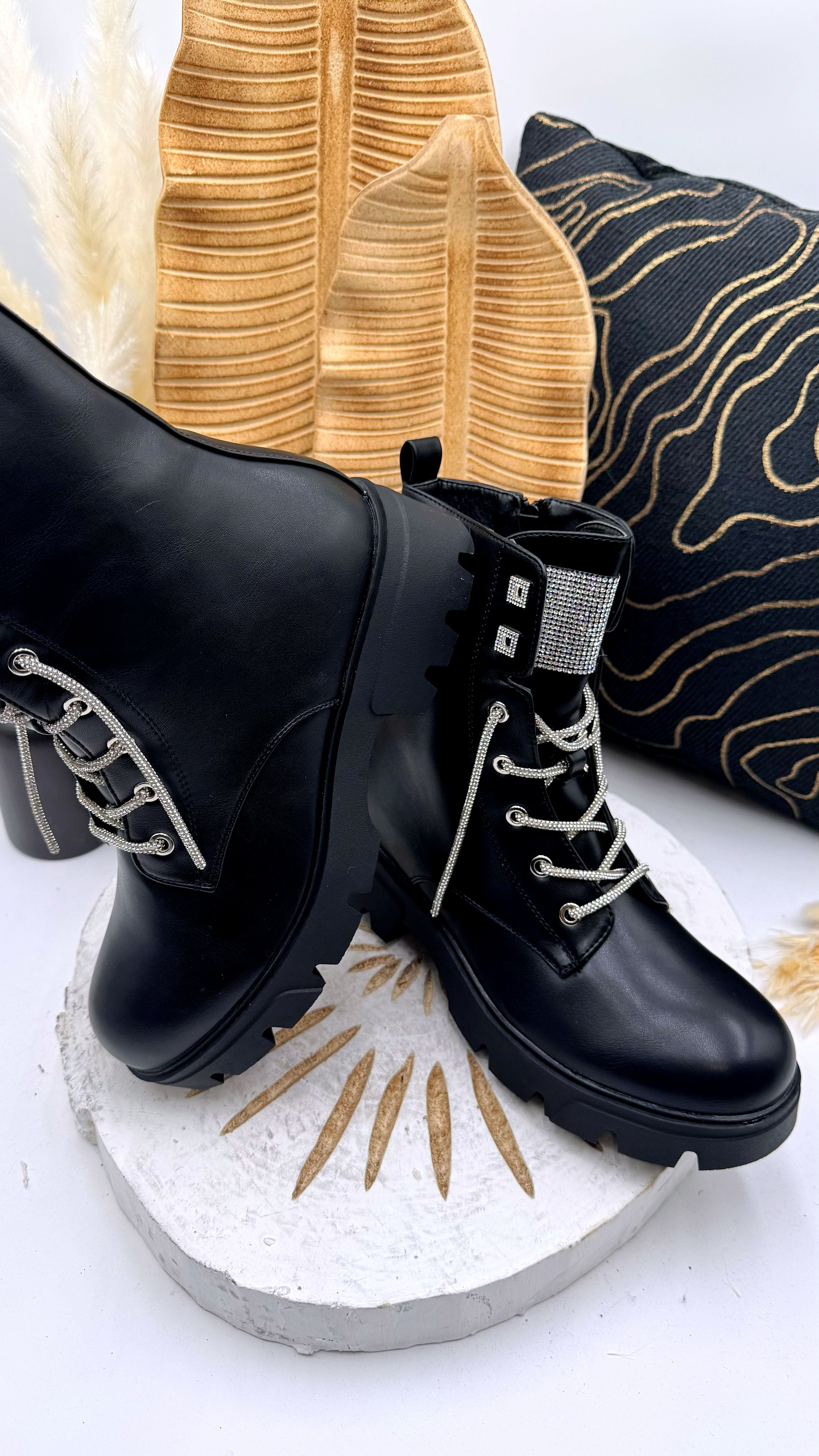 Boots Glitter Cords *Schwarz*