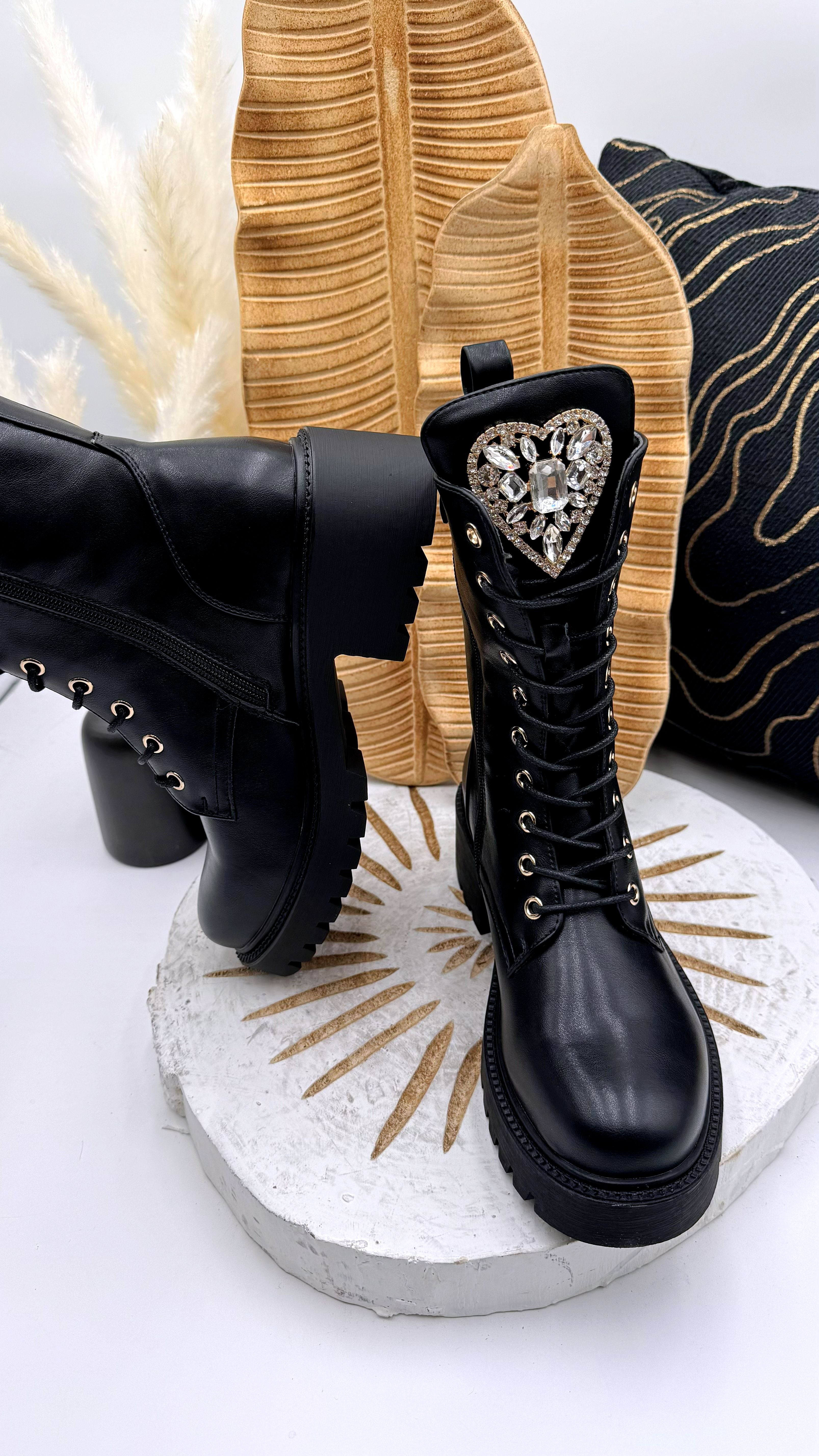 Boots Big Glitter Heart *Schwarz*