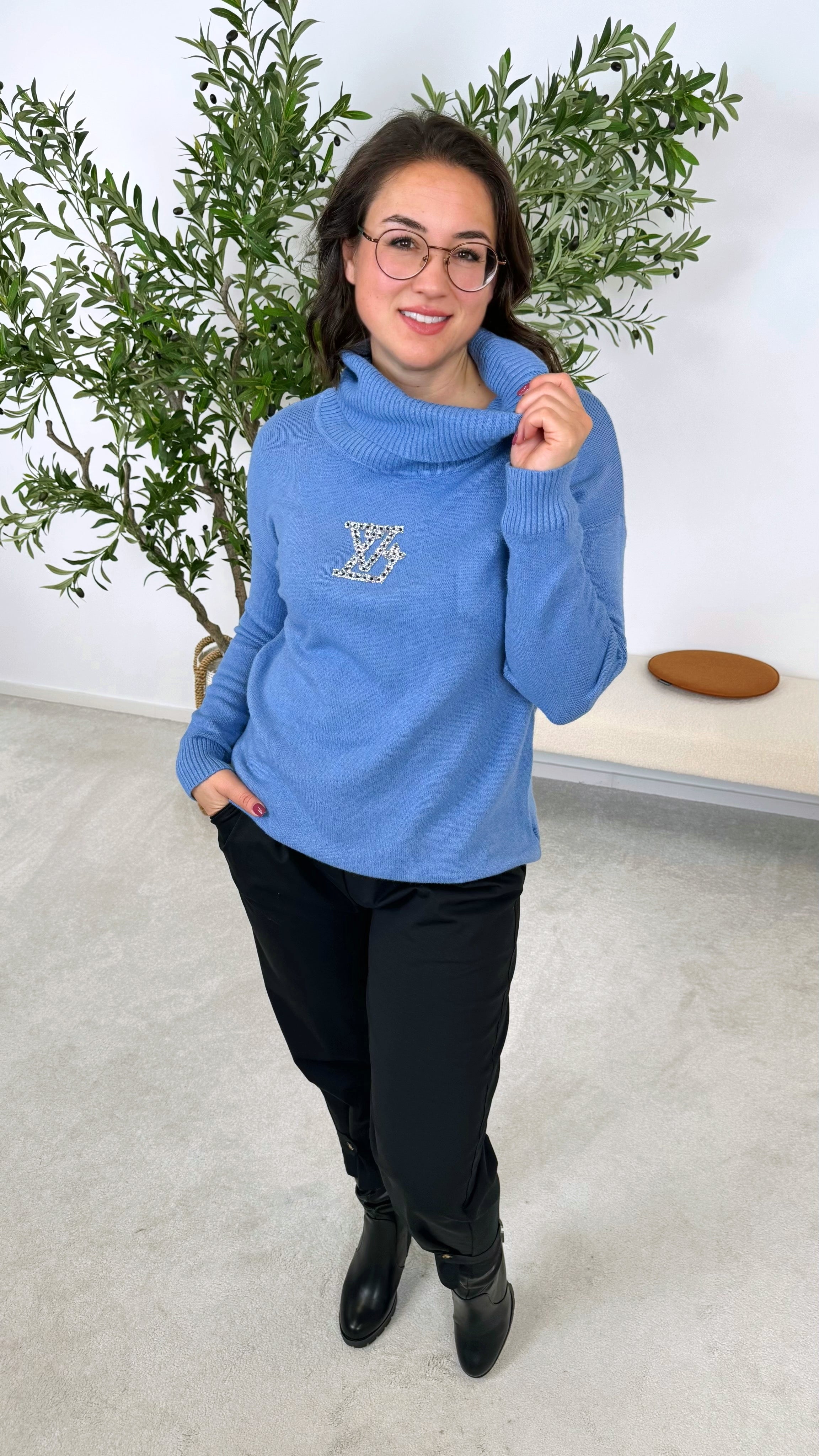 Rollkragenpullover Glam Aura *Blau*