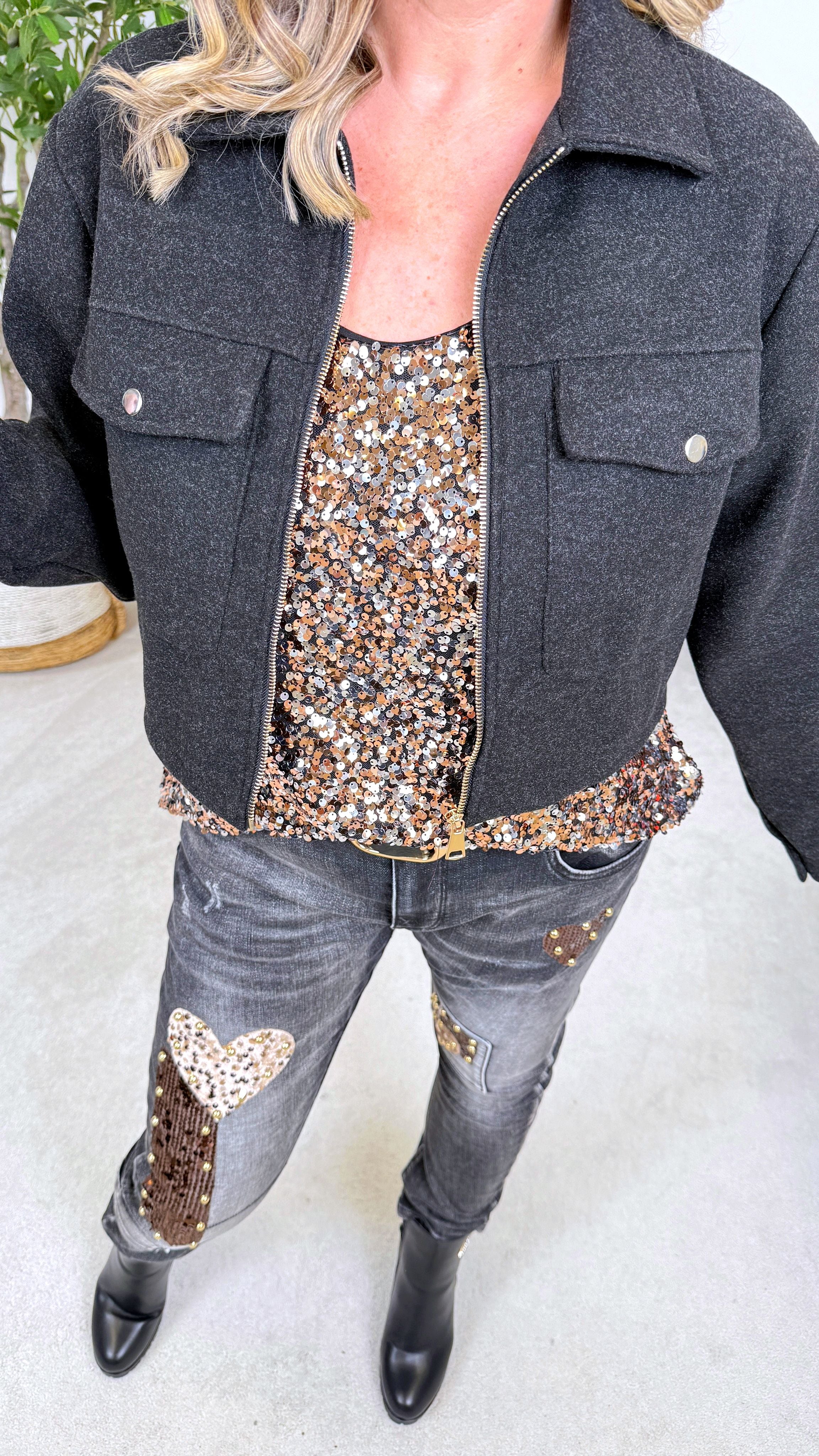 Kurze Jacke Golden Ease *Schwarz*