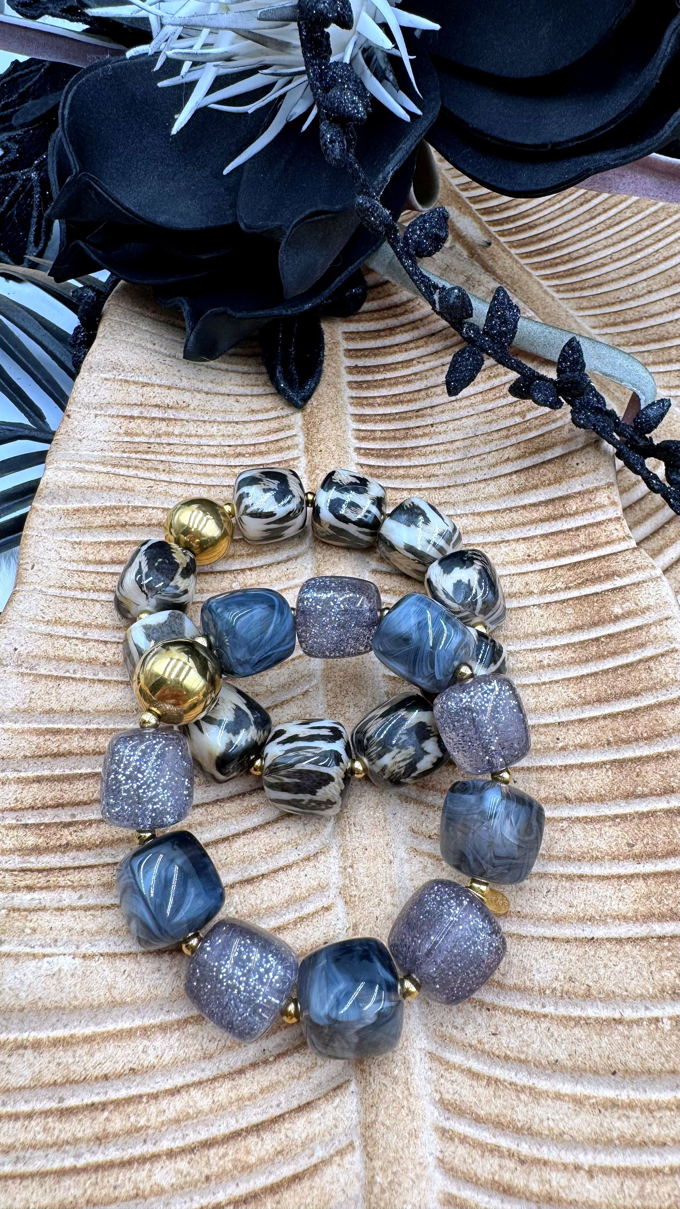 Armband Princess Geometry *Grau-Glitzer*