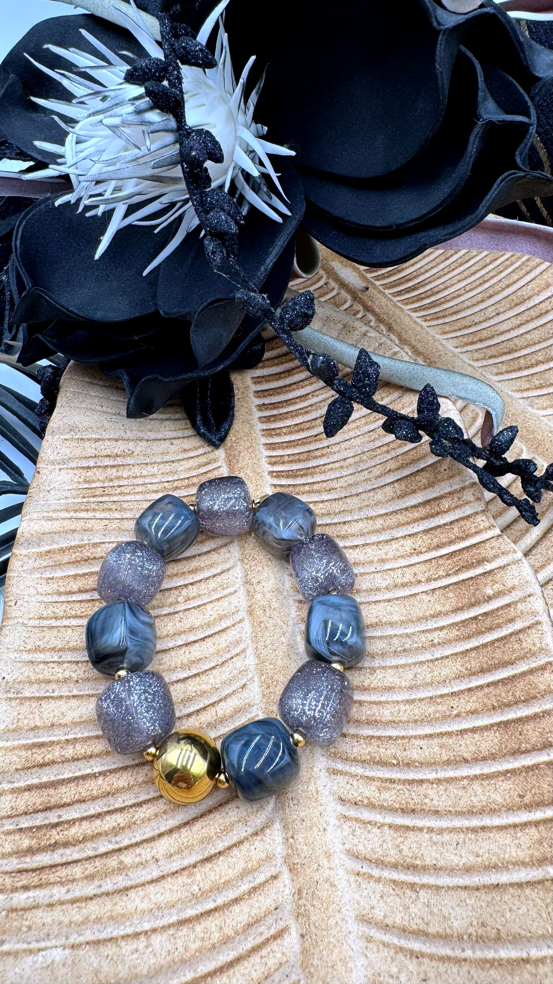 Armband Princess Geometry *Grau-Glitzer*