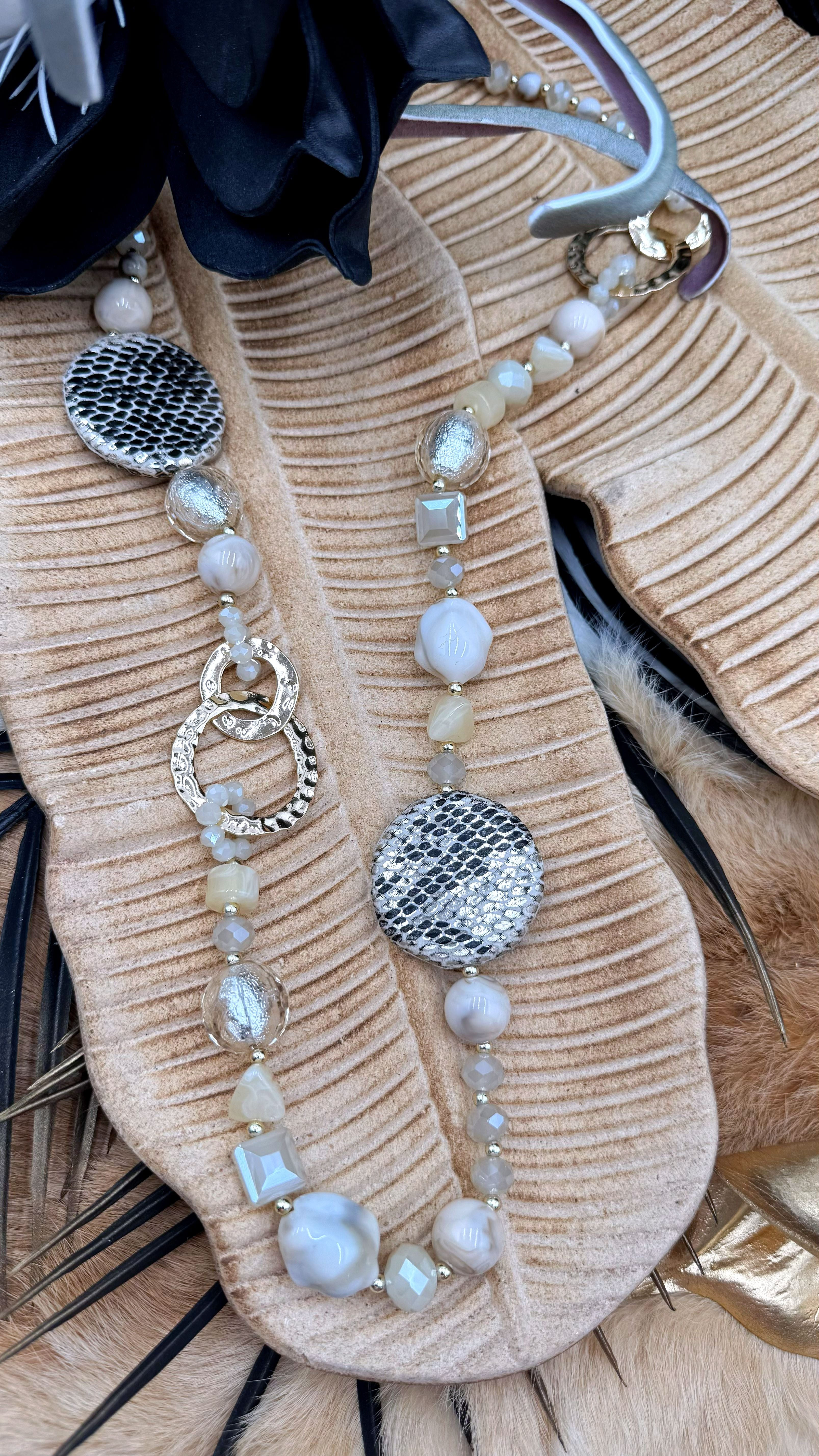 Lange Halskette Champagne Circle *Beige*