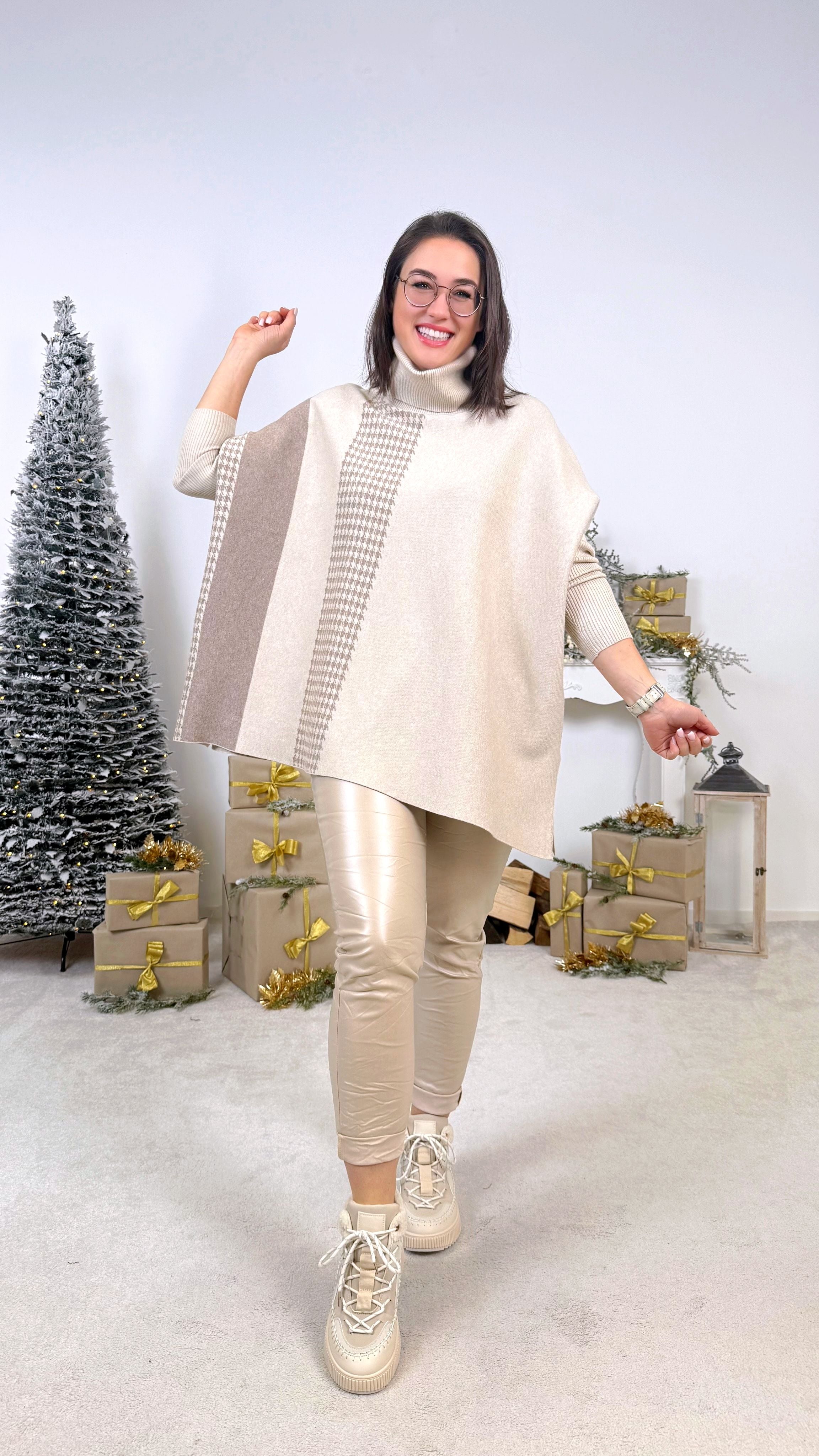 Rollkragenpullover Caprice *Creme/Taupe*