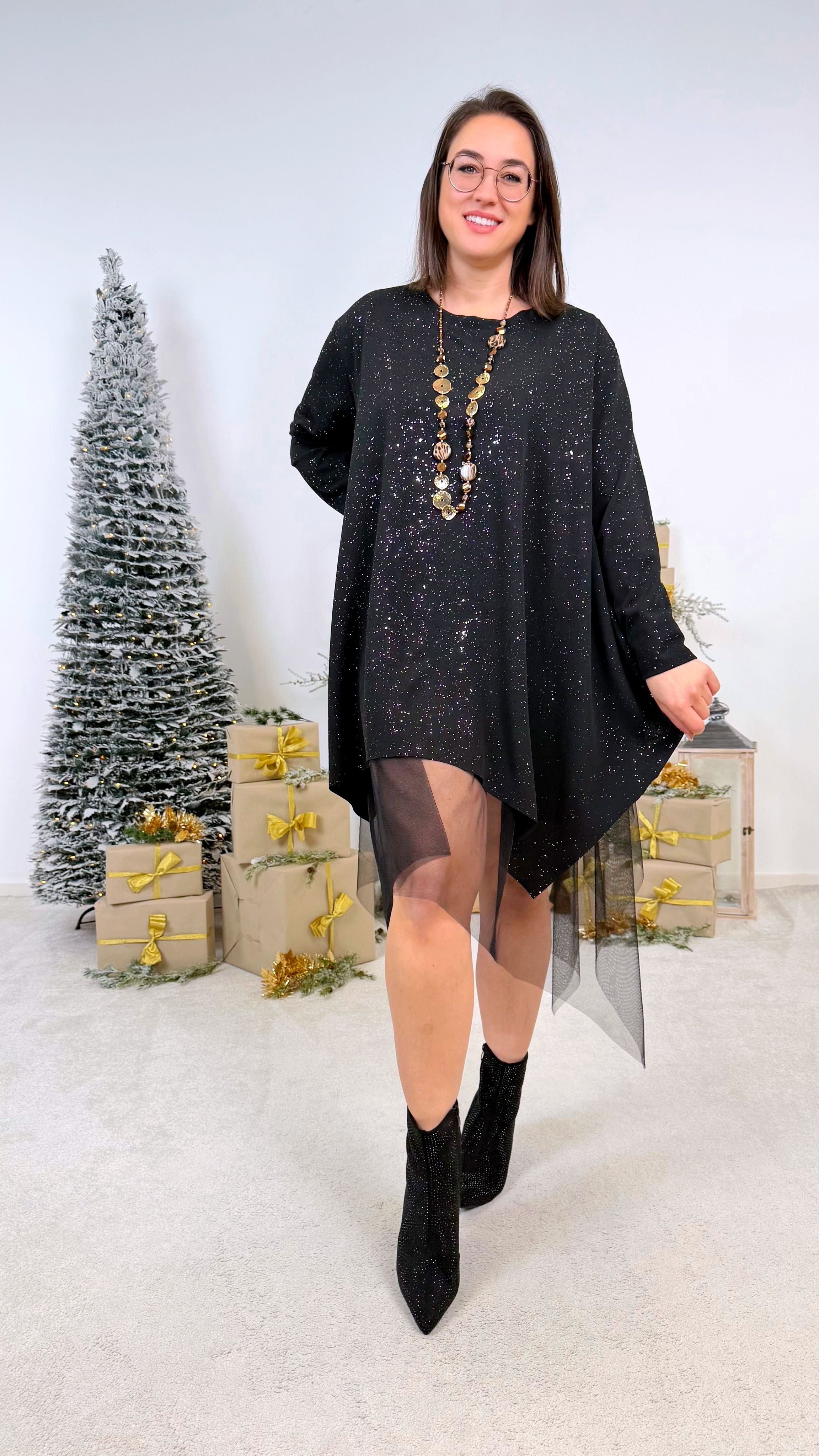 Kleid Sparkle Veil *Schwarz*