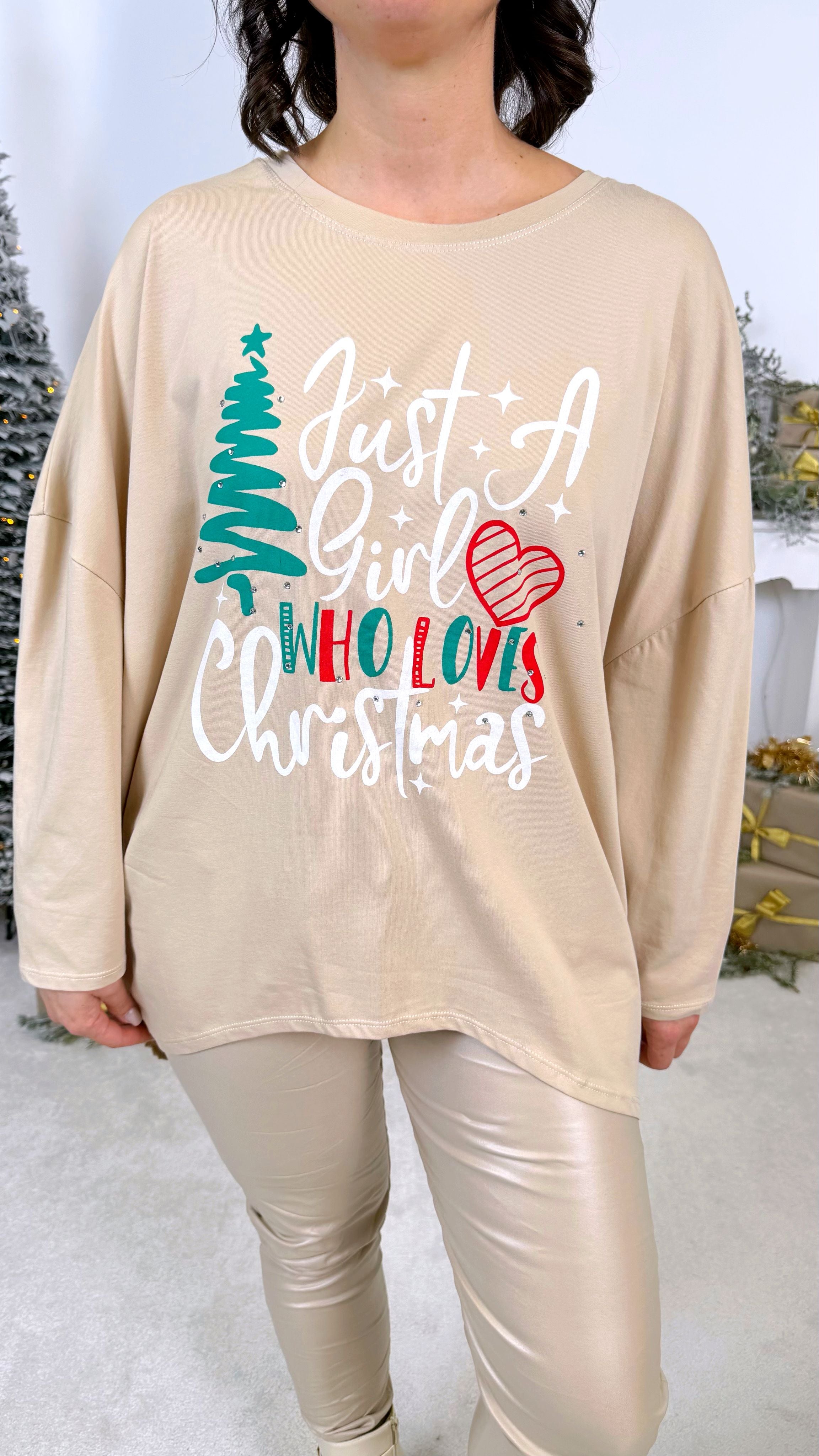 Langarmshirt Just a Girl *Beige*