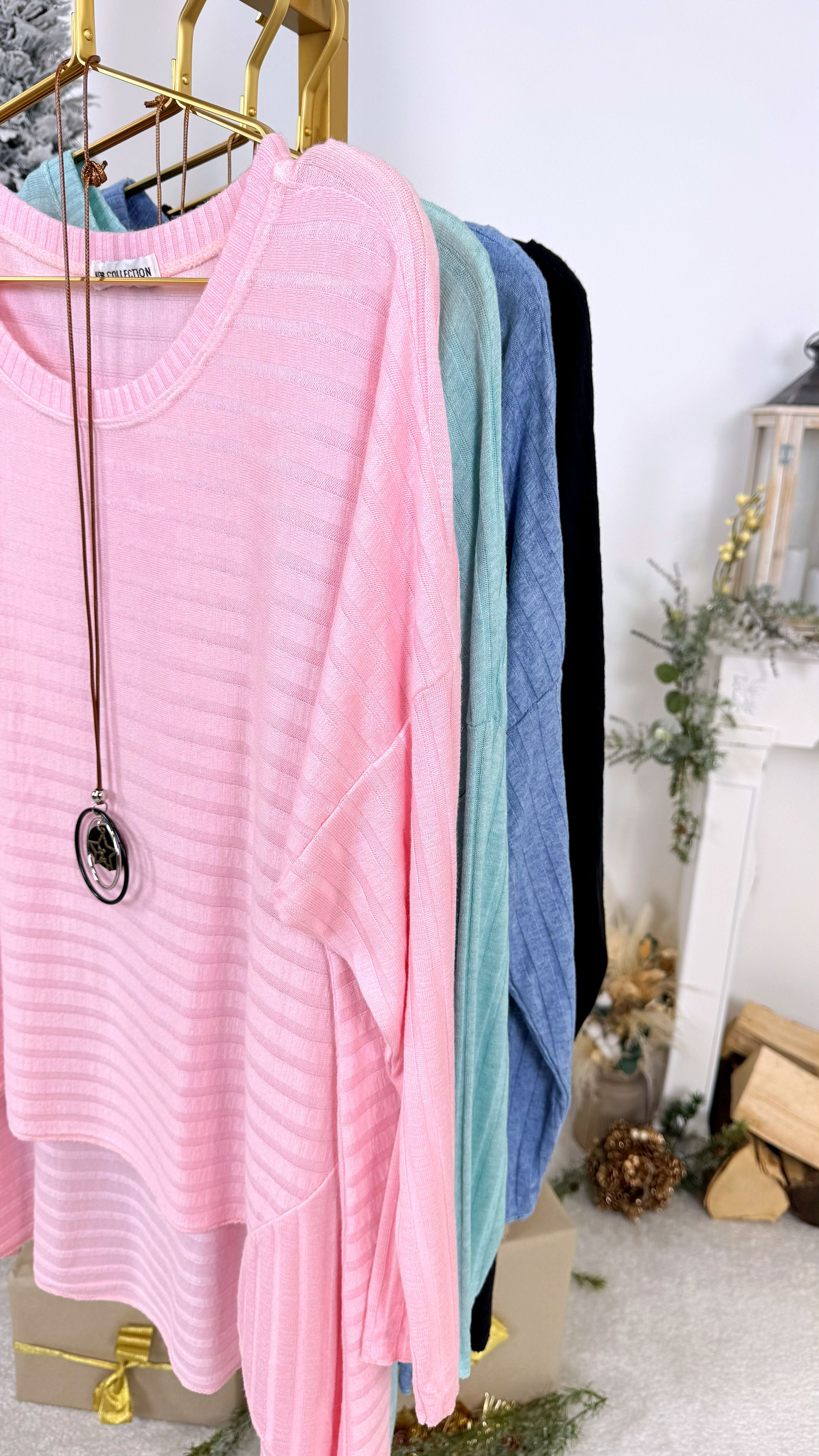 Oversized Langarmshirt Soft Rose *Jeansblau*