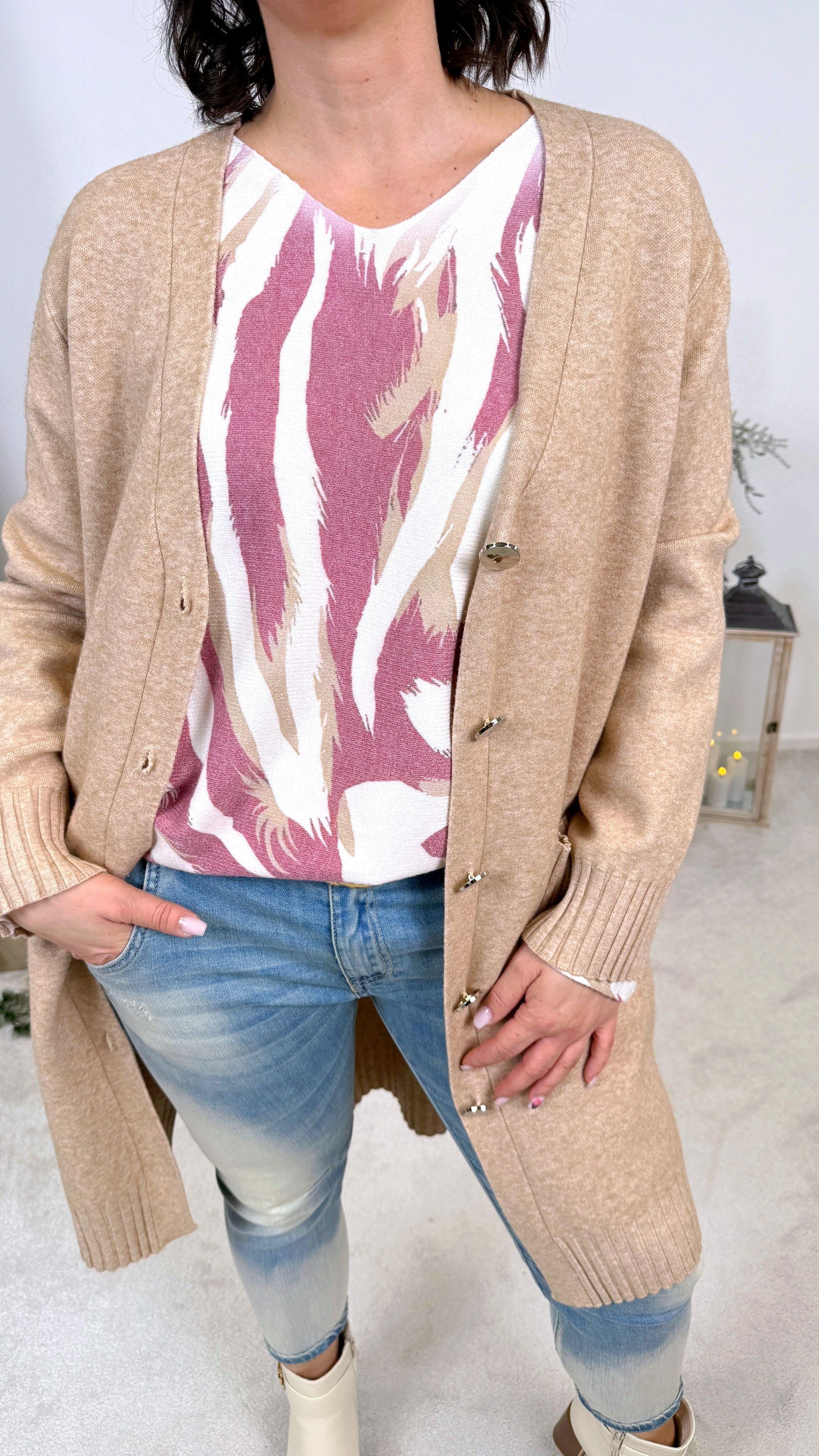 Strickjacke Calm & Cozy *Camel-Hell*