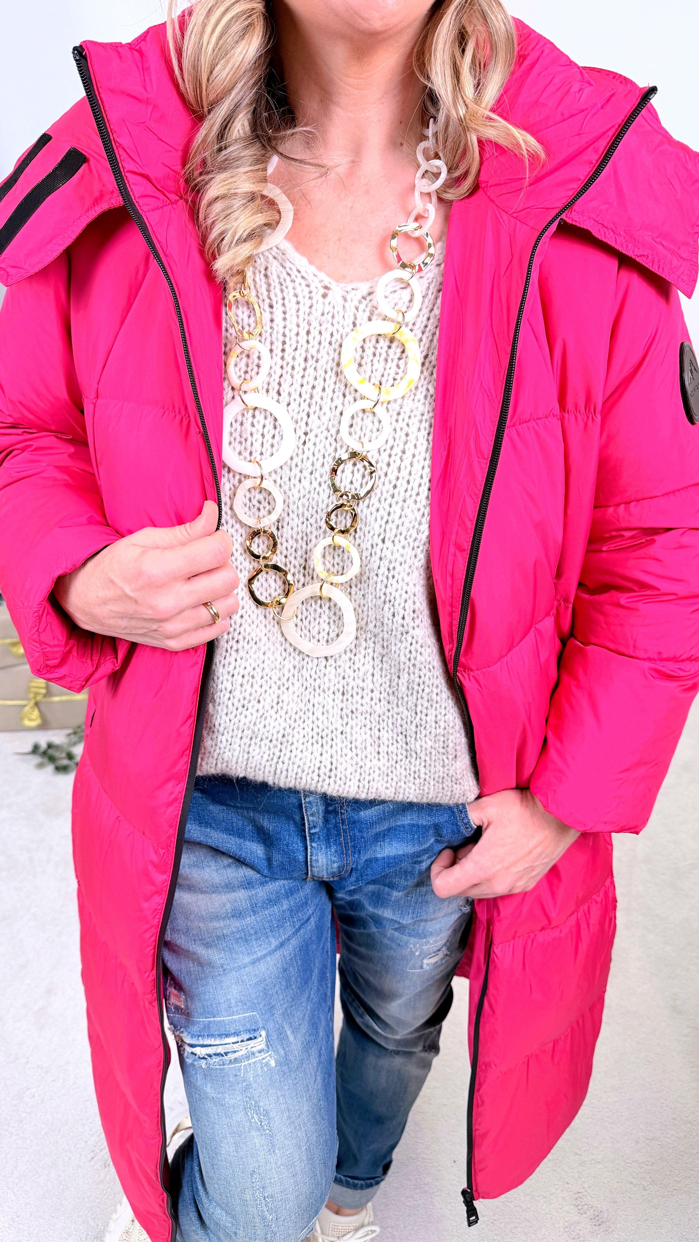 Langer Daunenmantel Frost Line *Pink*