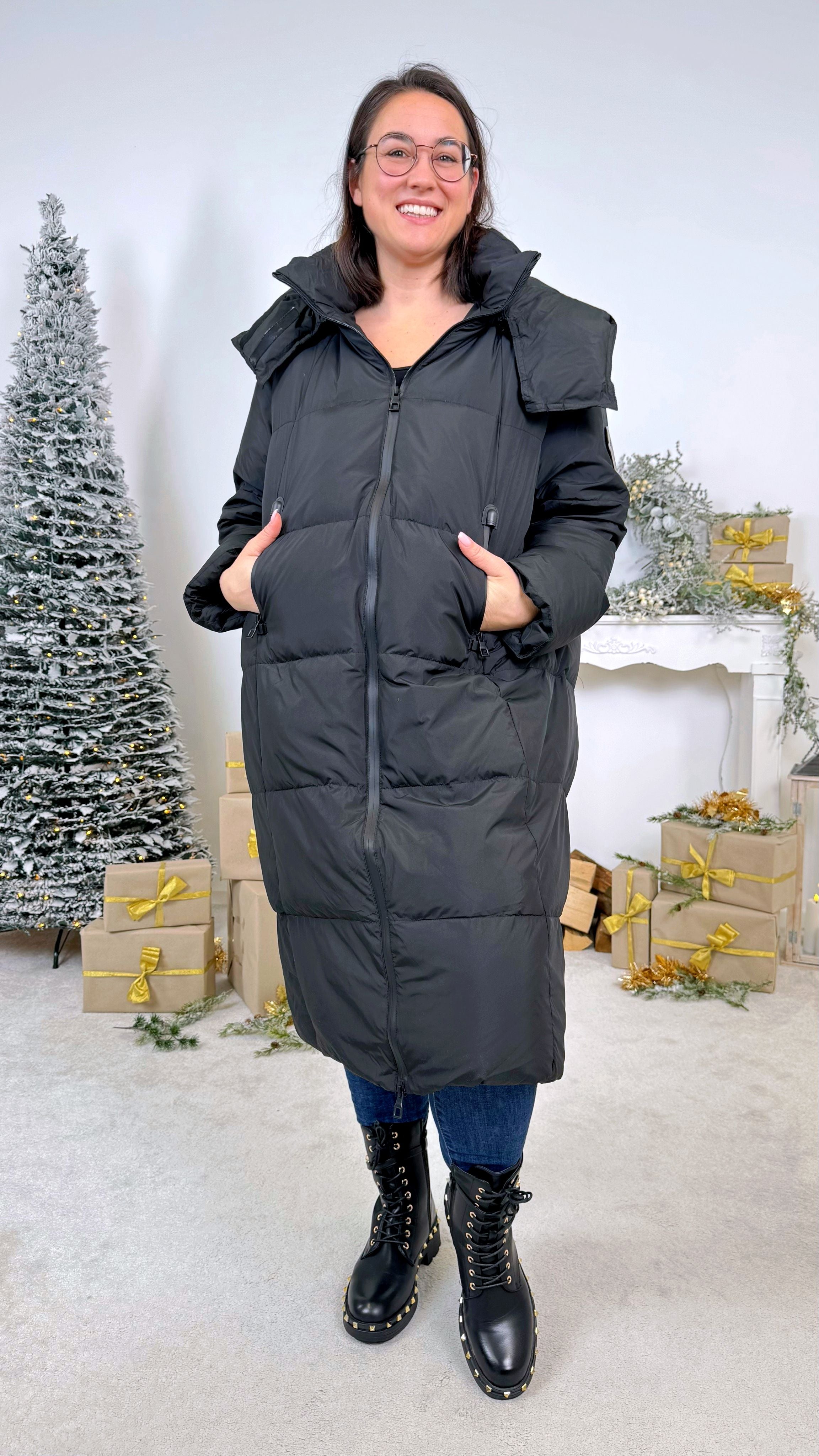 Langer Daunenmantel Frost Line *Schwarz*