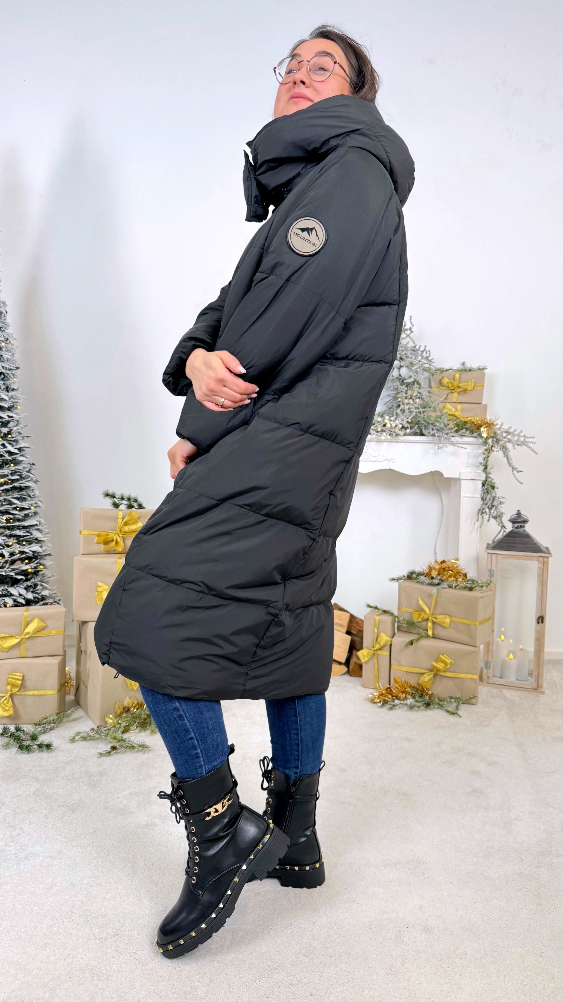 Langer Daunenmantel Frost Line *Schwarz*