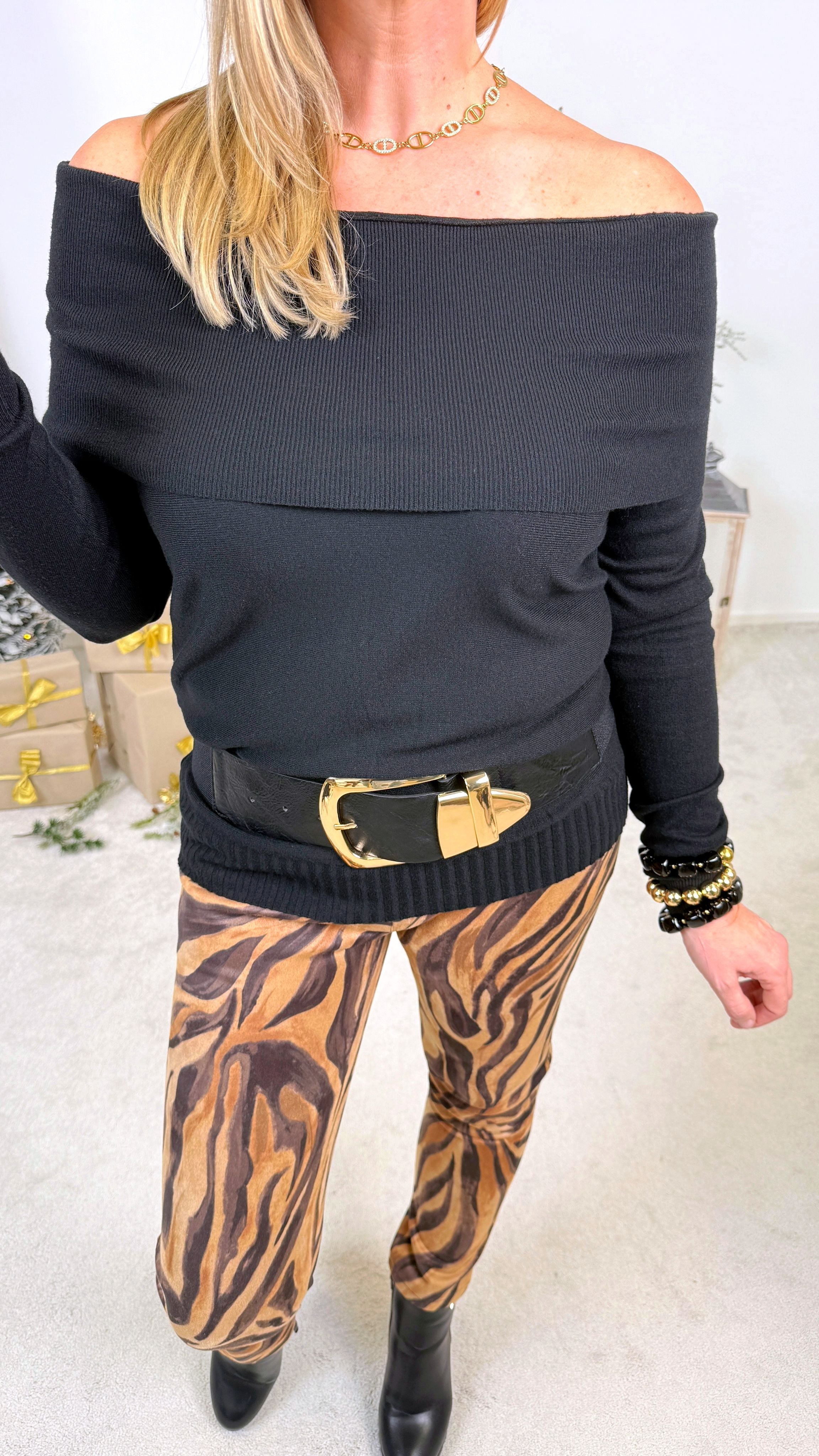 Pullover Off-Shoulder Chic *Schwarz*