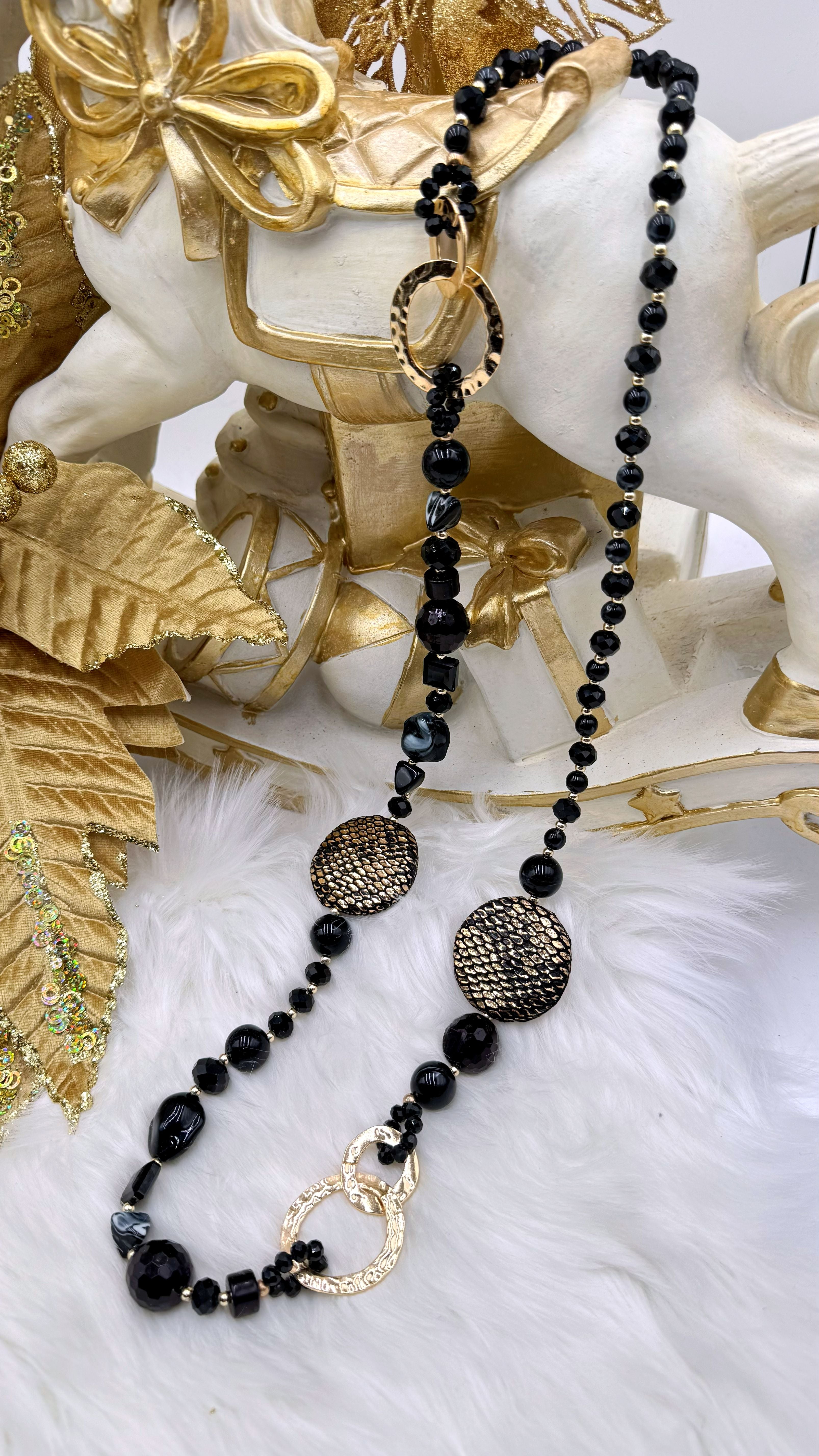 Lange Halskette Champagne Circle *Schwarz*