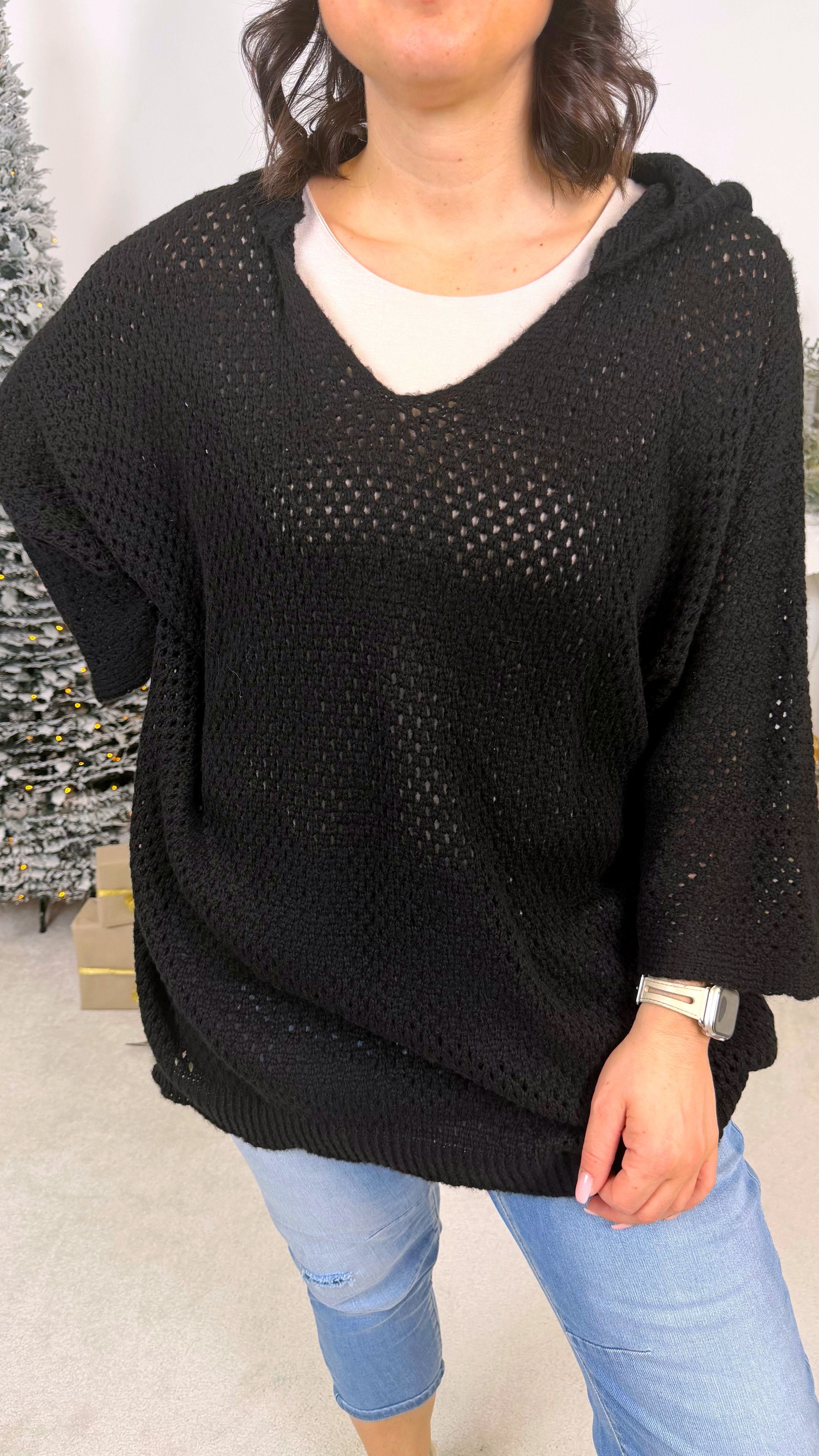 Strickhoodie Softness *Schwarz*