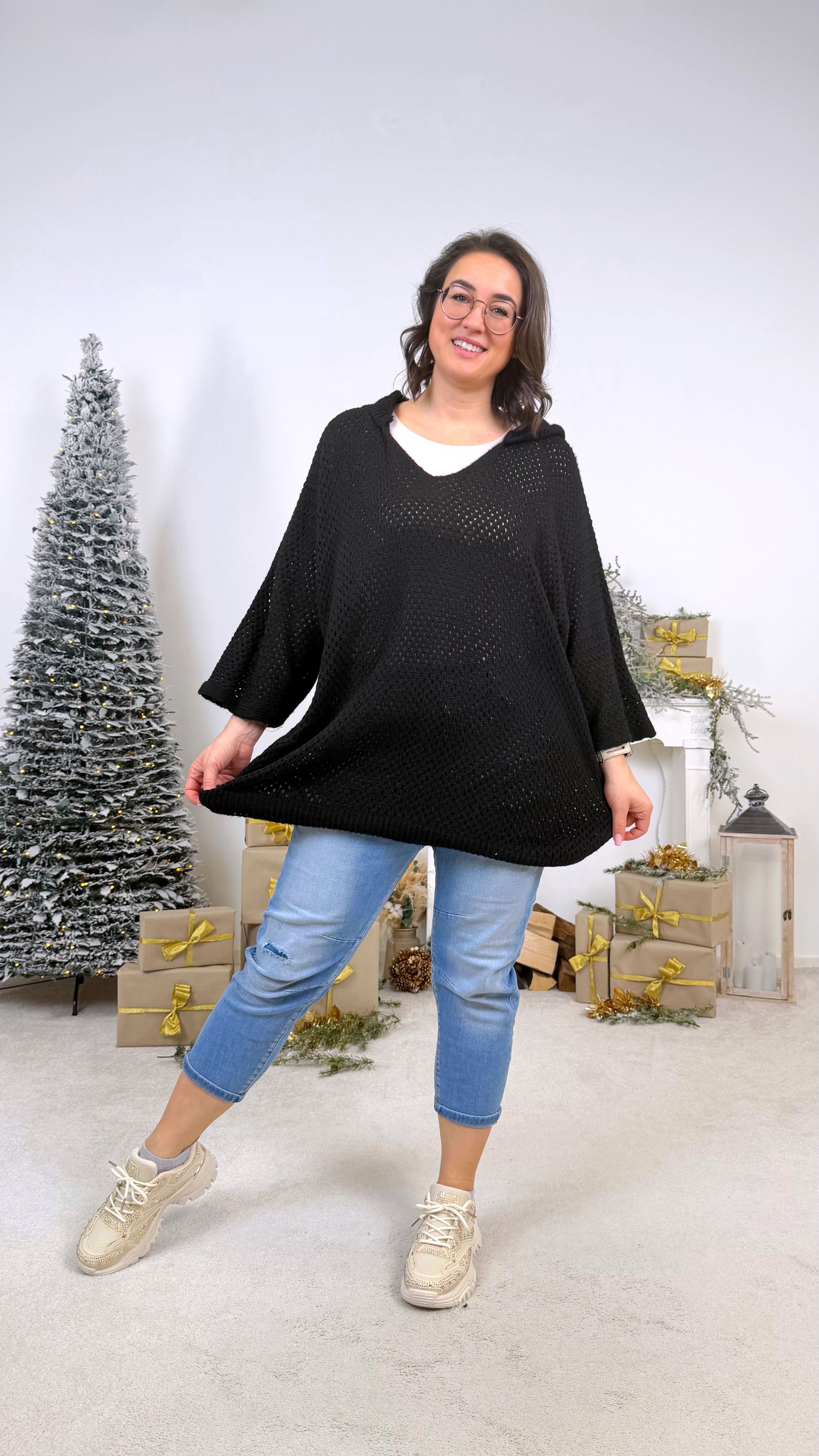 Strickhoodie Softness *Schwarz*