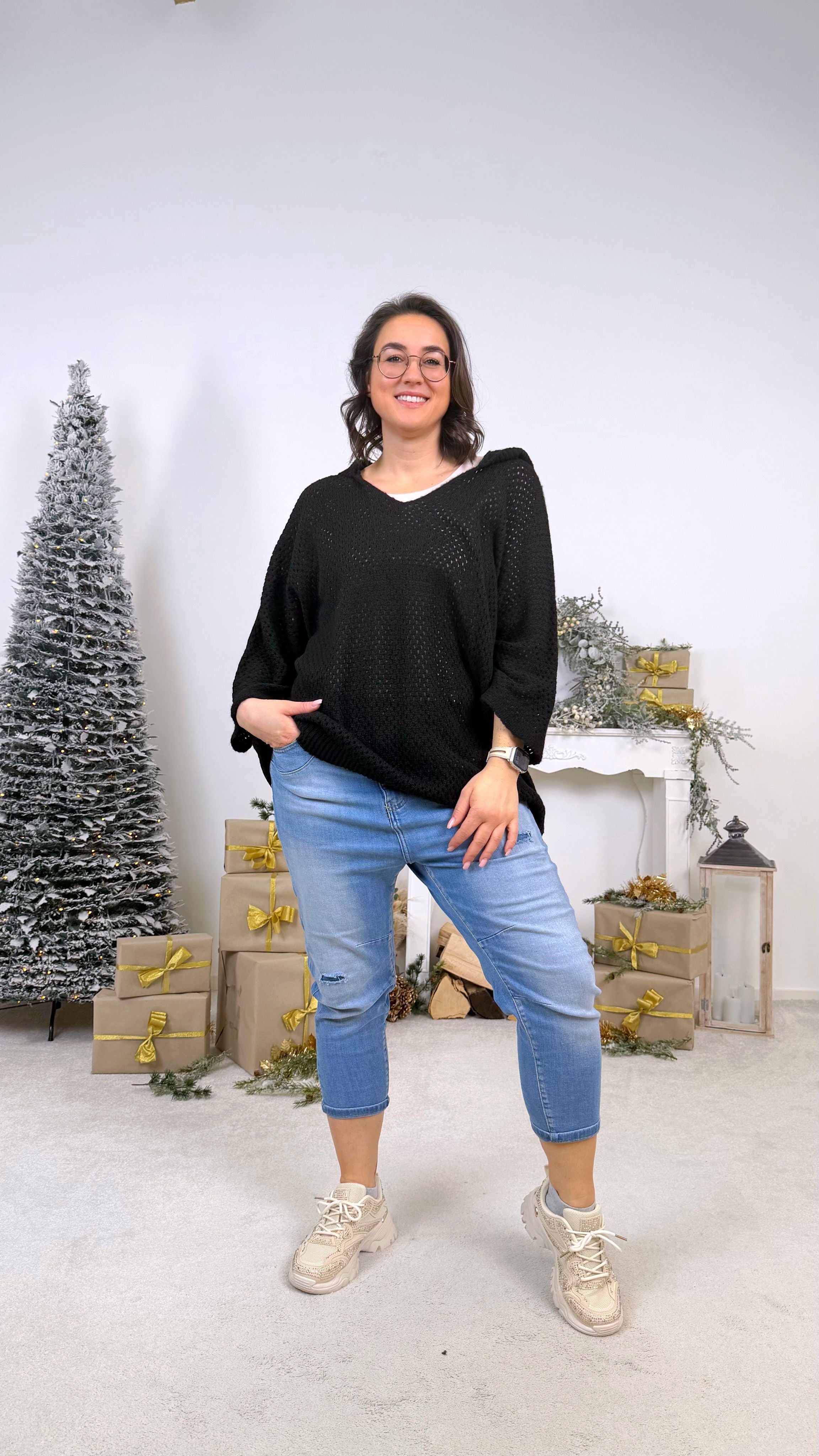 Strickhoodie Softness *Schwarz*