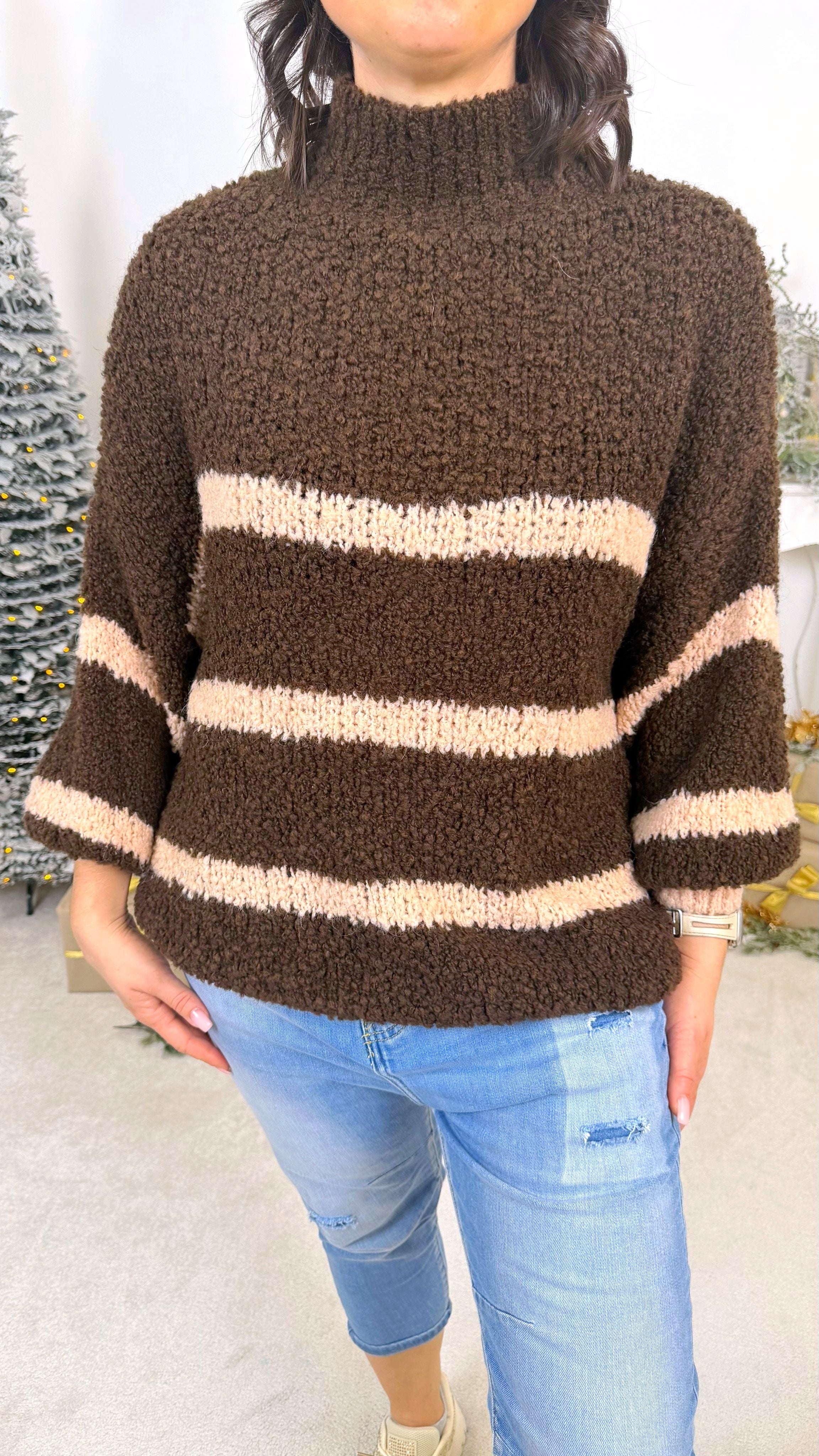 Pullover Warm Lines *Schoko/Beige*