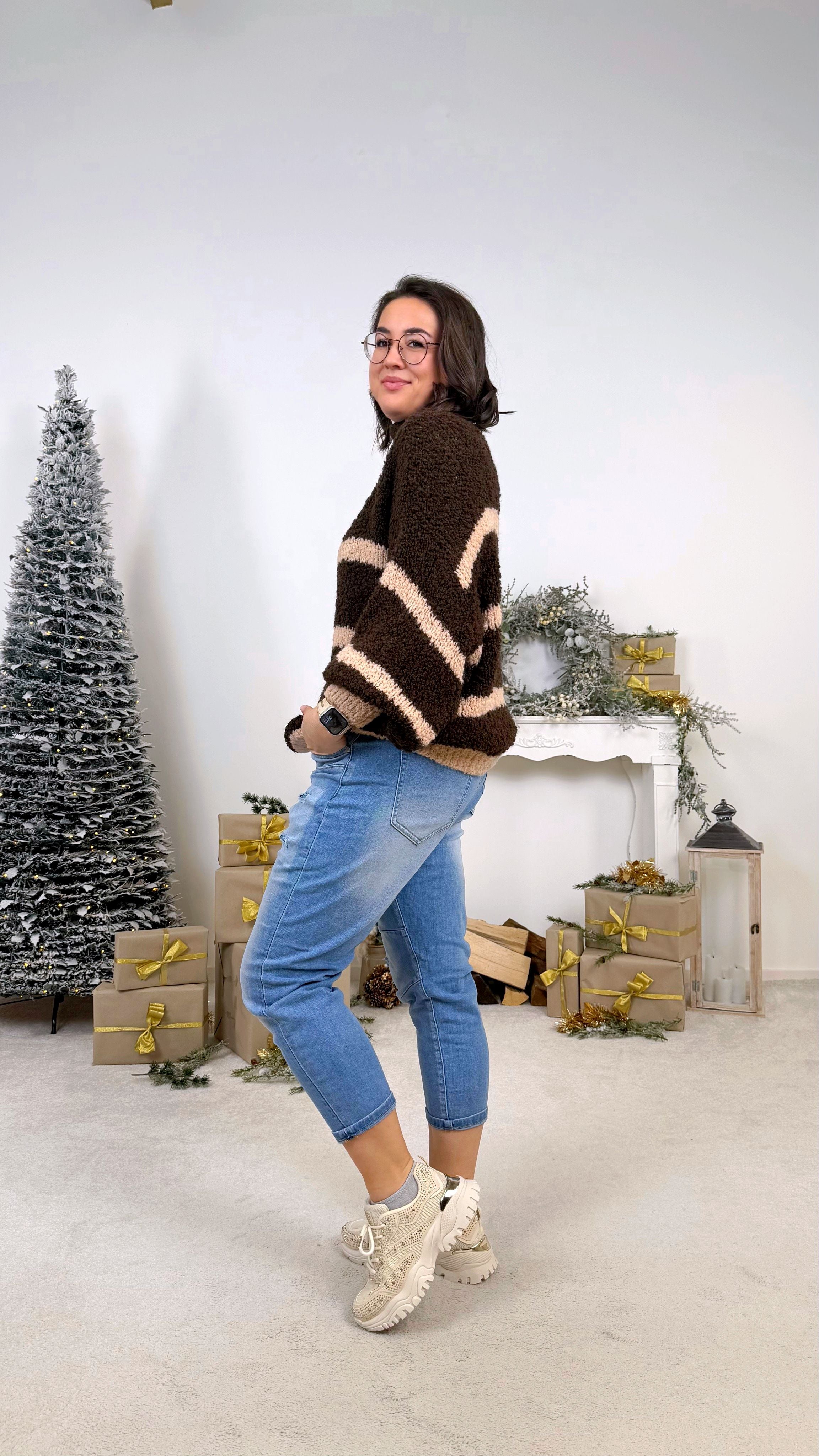 Pullover Warm Lines *Schoko/Beige*