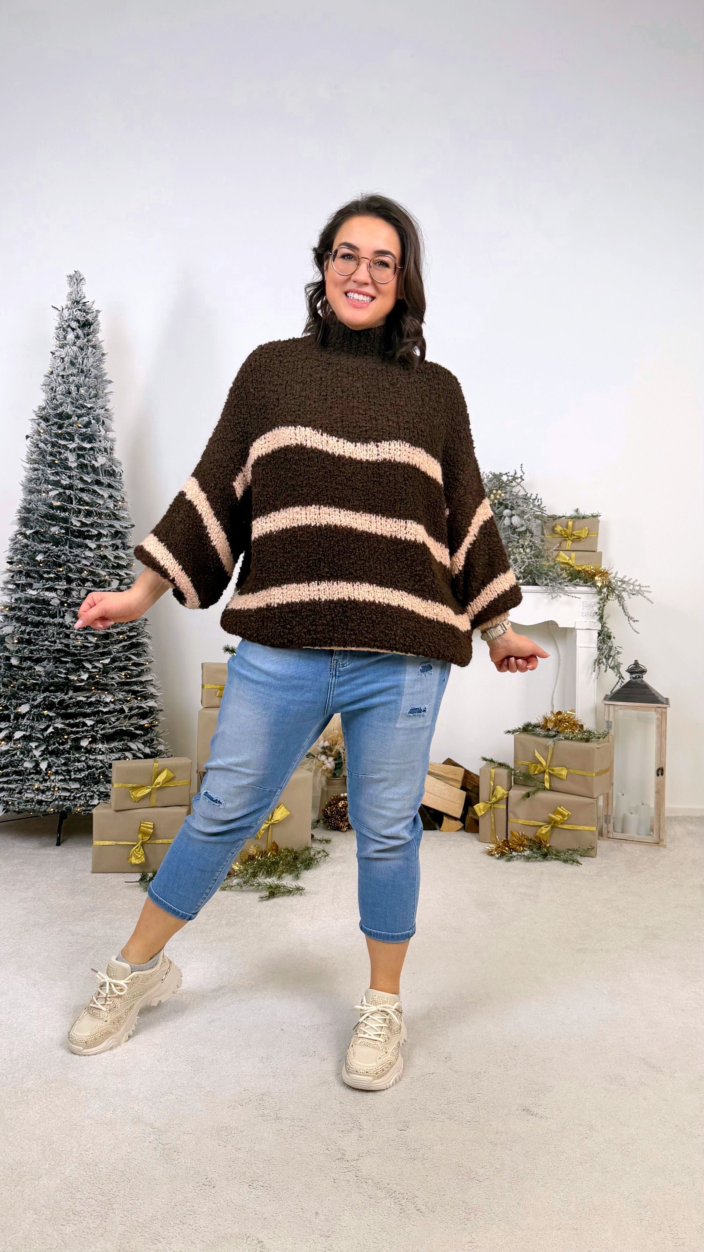 Pullover Warm Lines *Schoko/Beige*