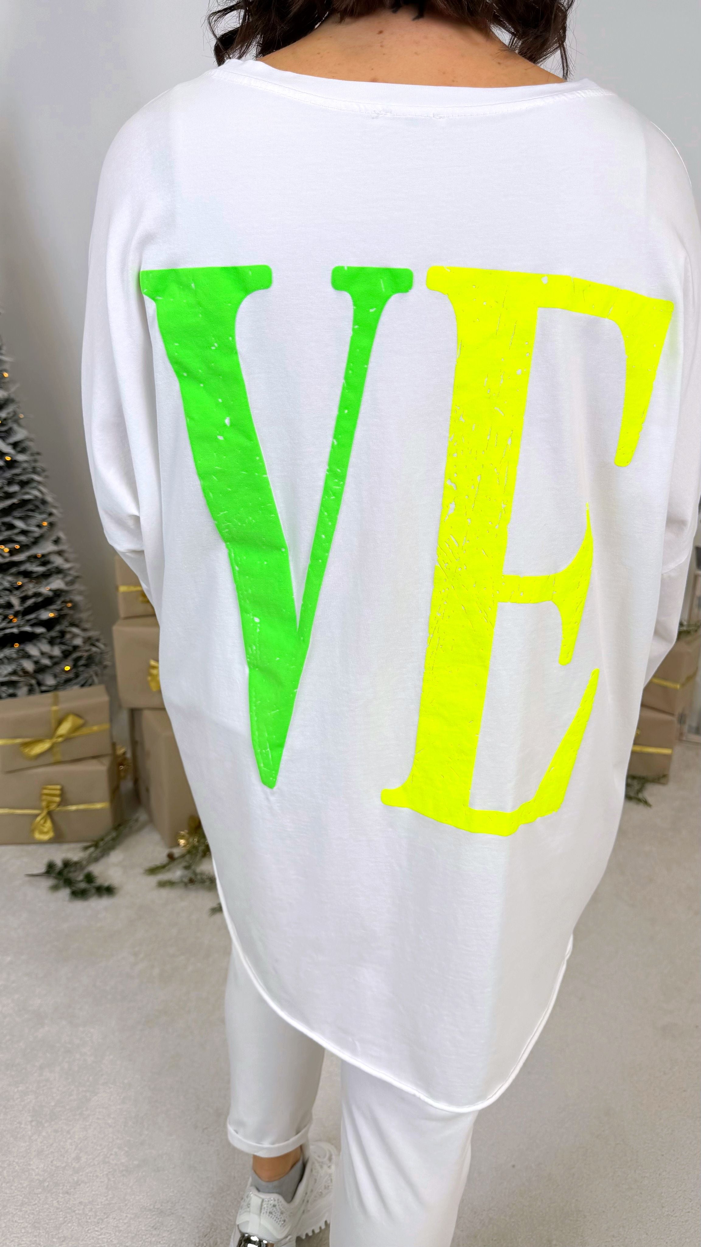 Oversized Langarmshirt Love *Weiß*