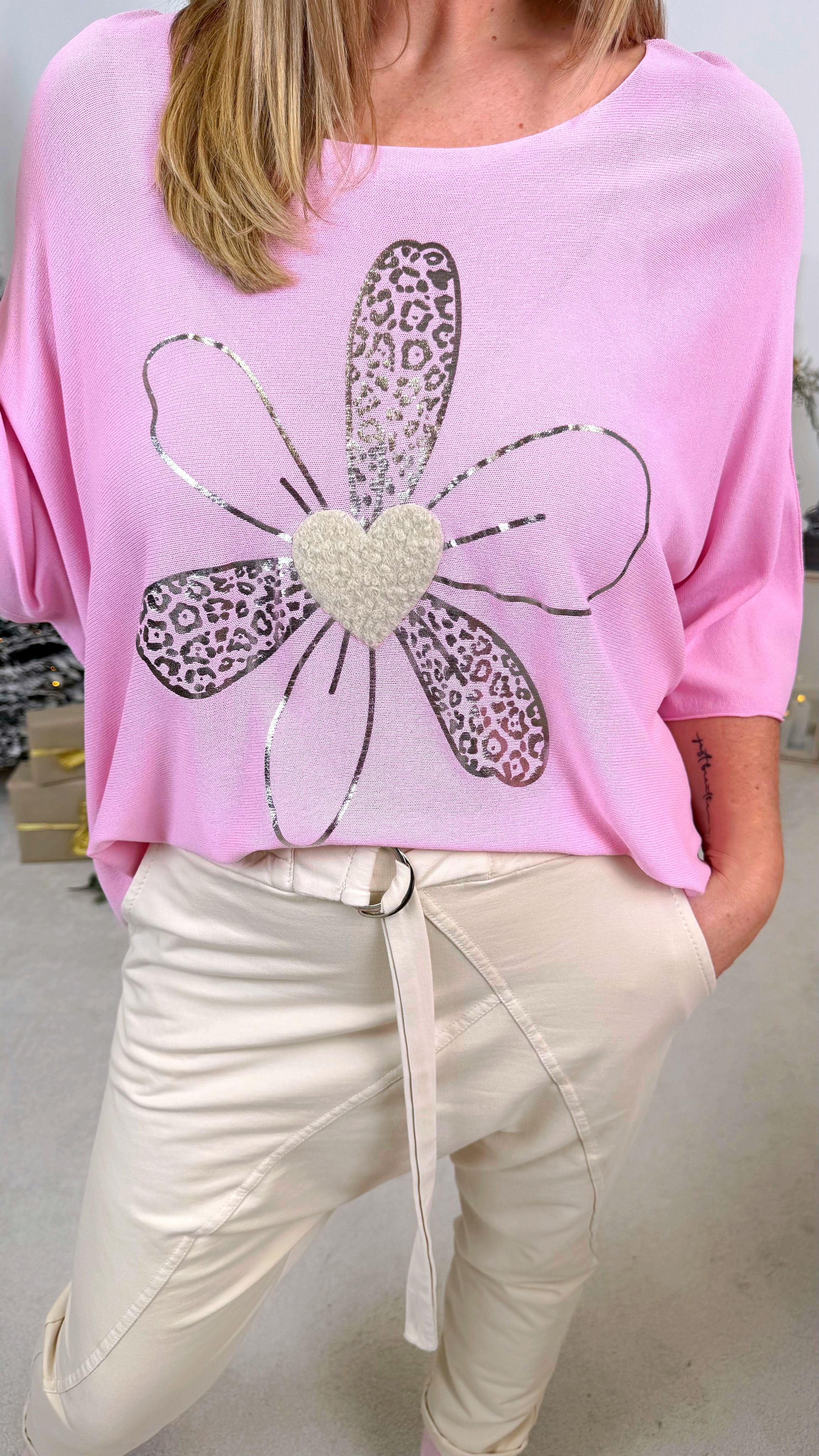 Dünnes Strickshirt Heart & Leo *Rosa*