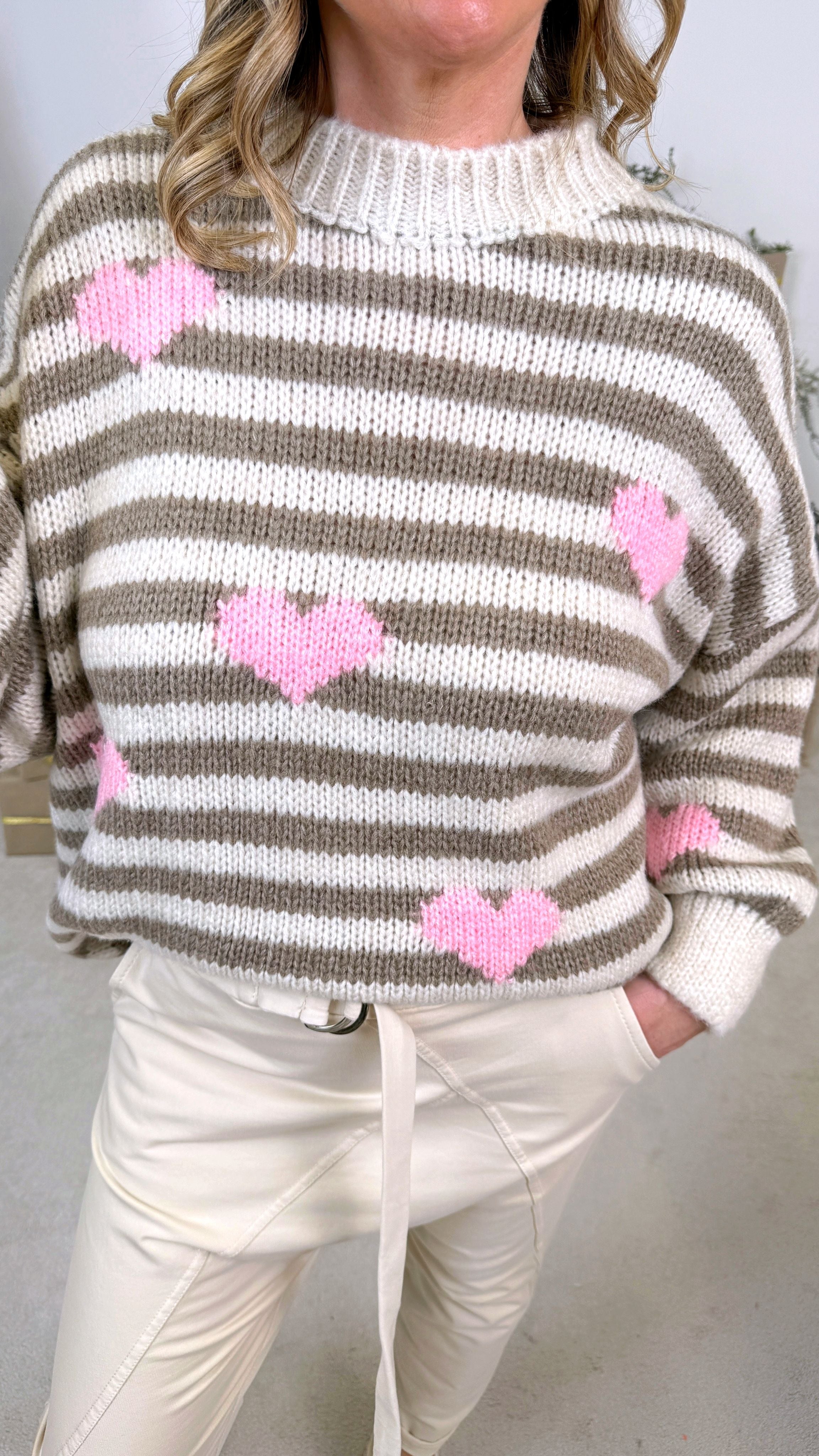 Pullover Candy Heart *Taupe*