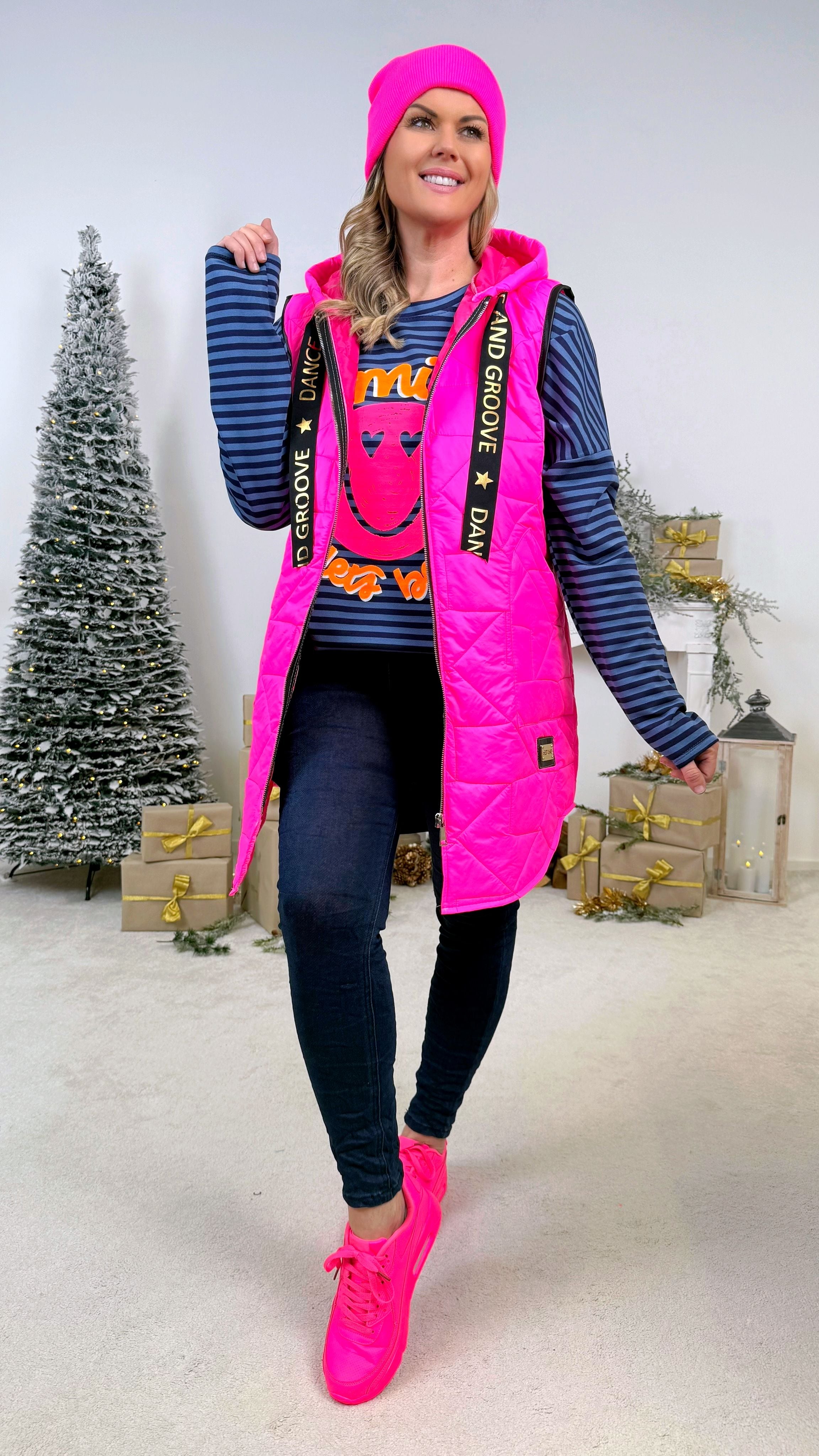 Dünne Steppweste Active Star *Neon Pink*