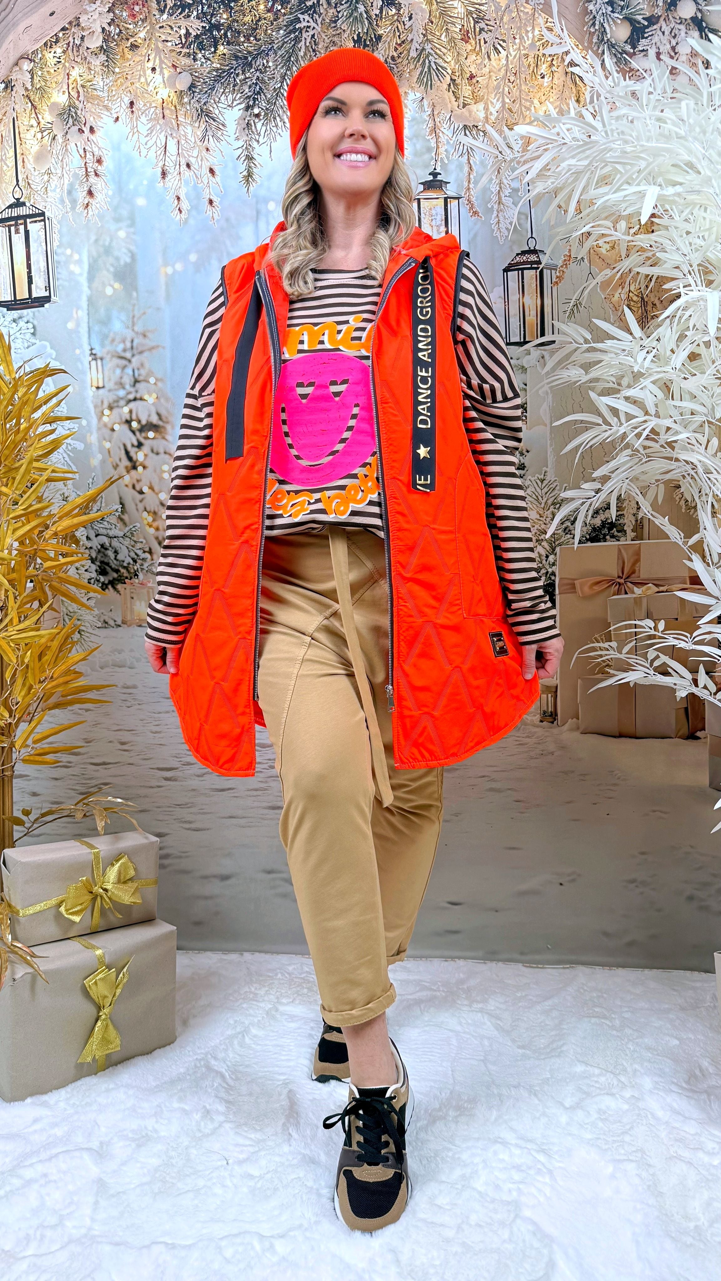 Dünne Steppweste Active Star *Neon Orange*