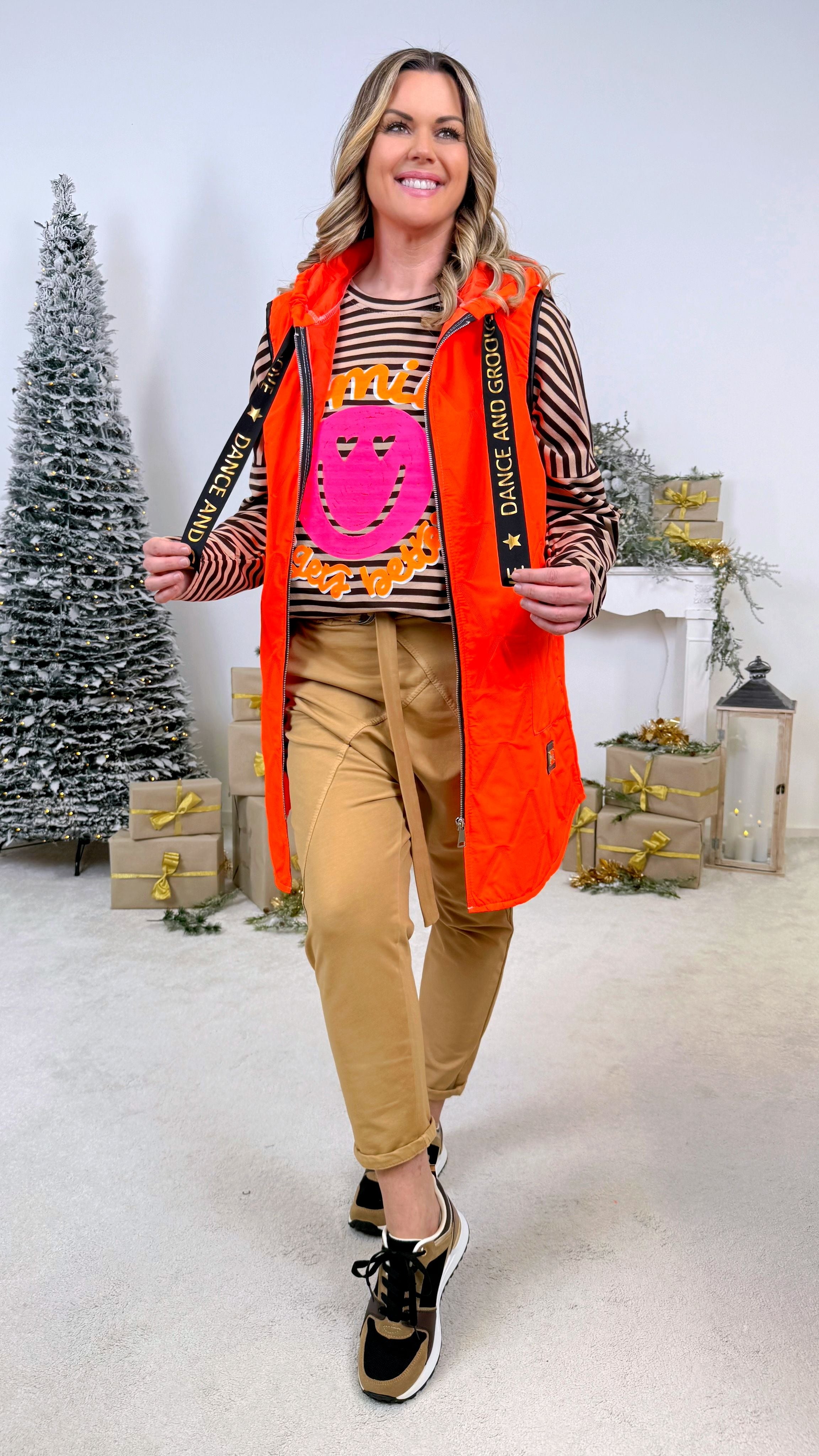 Dünne Steppweste Active Star *Neon Orange*