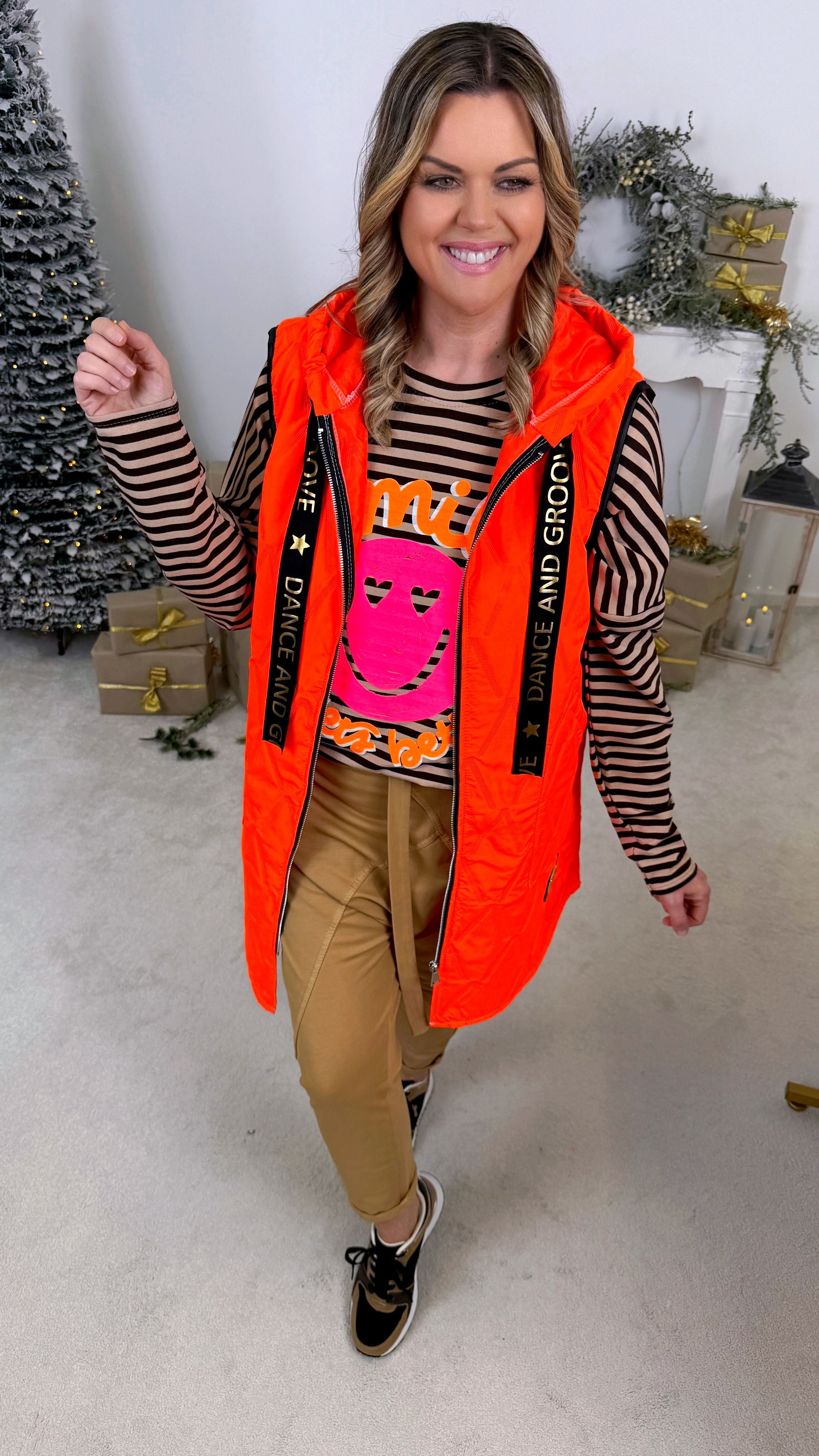 Dünne Steppweste Active Star *Neon Orange*