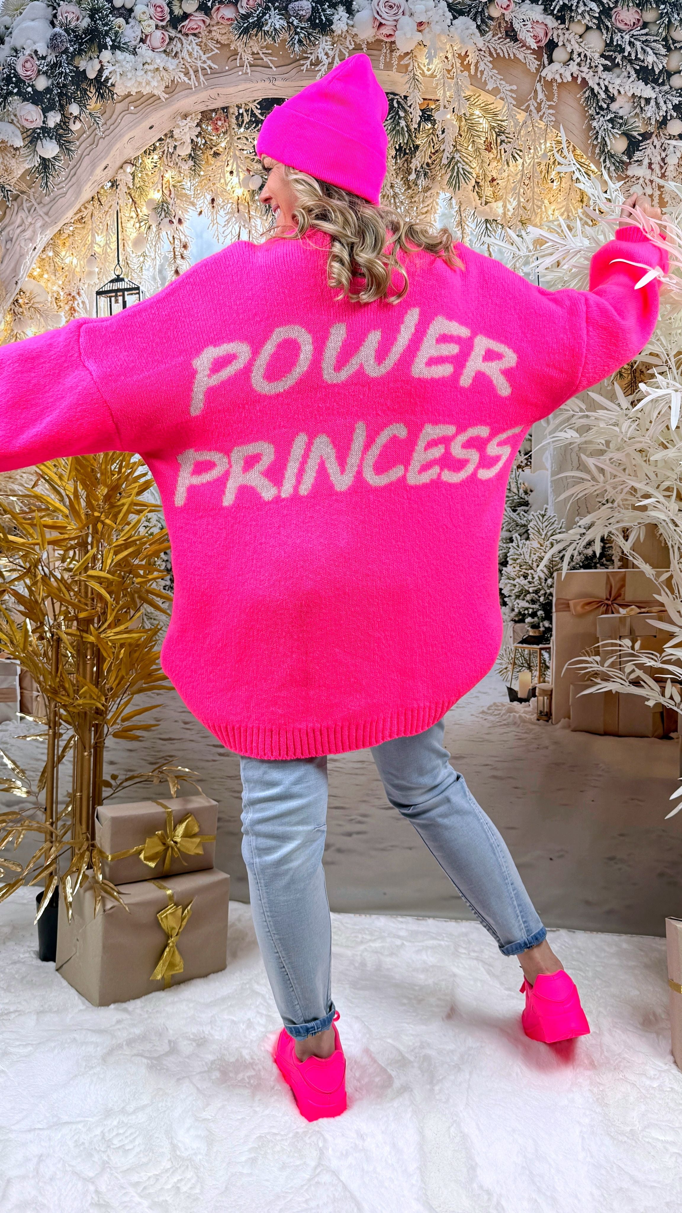 Strickpullover Power Princess *Neon Pink*