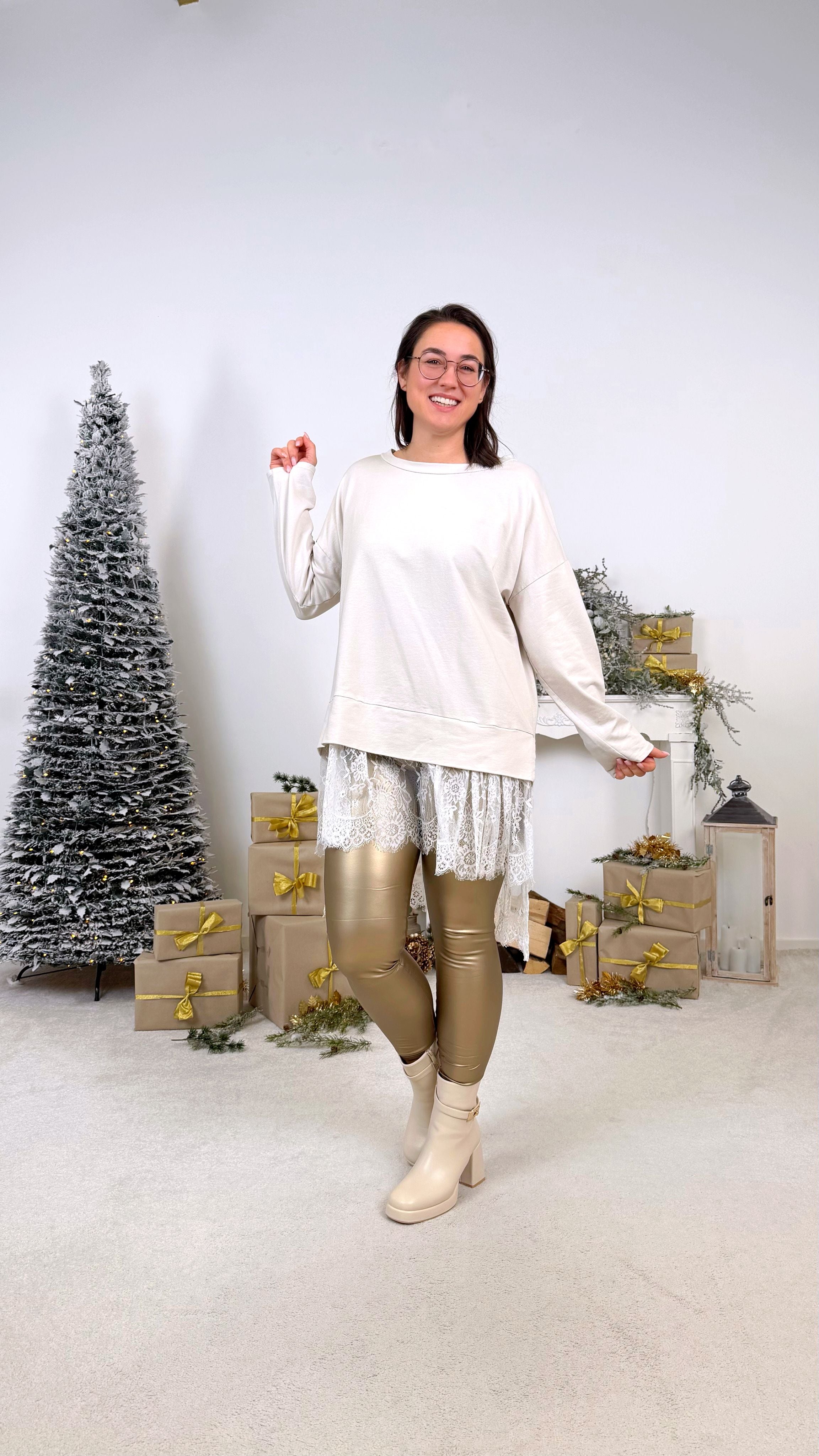 Longshirt Lace Beauty *Creme*