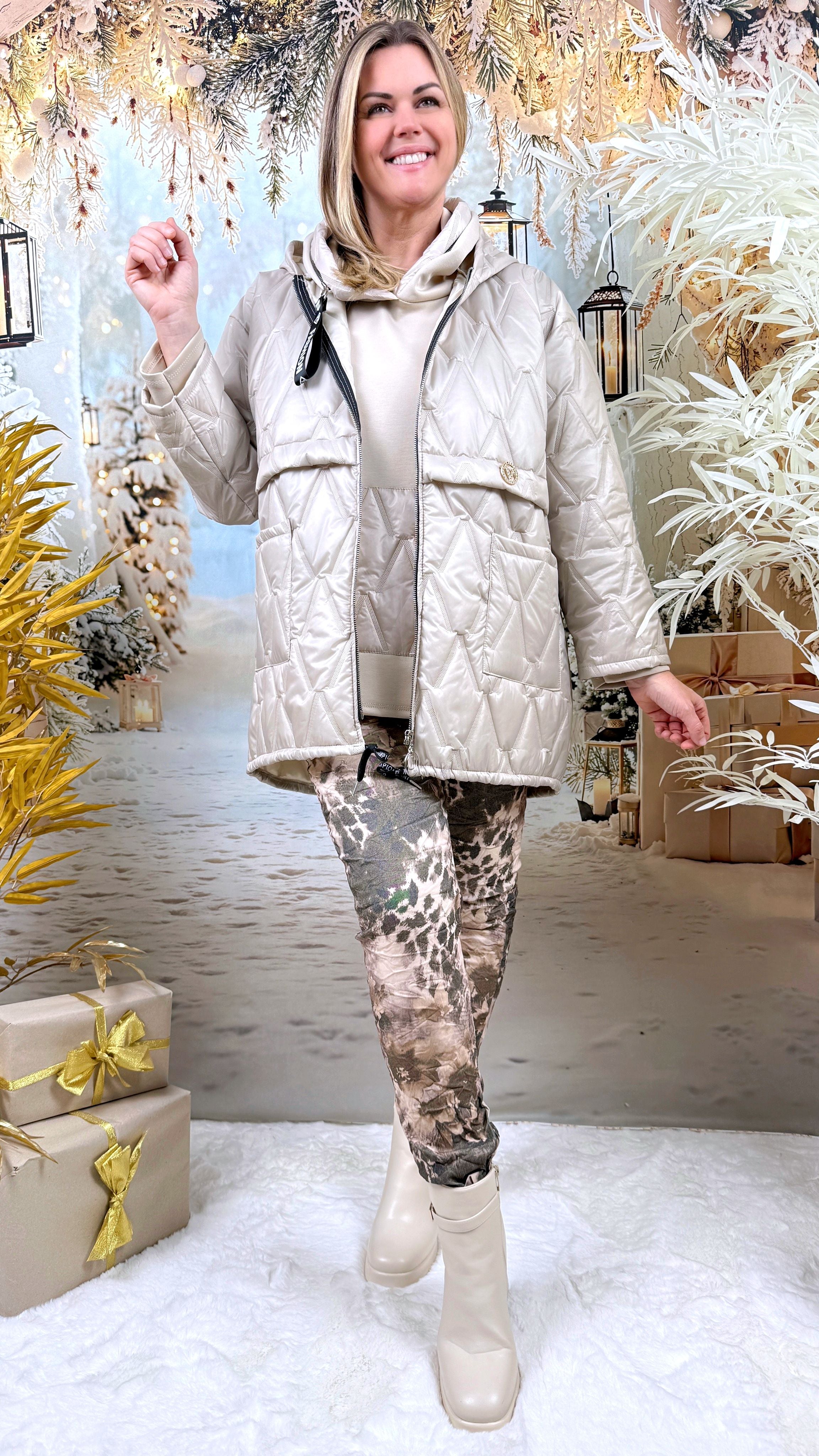 Dünne Steppjacke Quilted Motion *Beige*