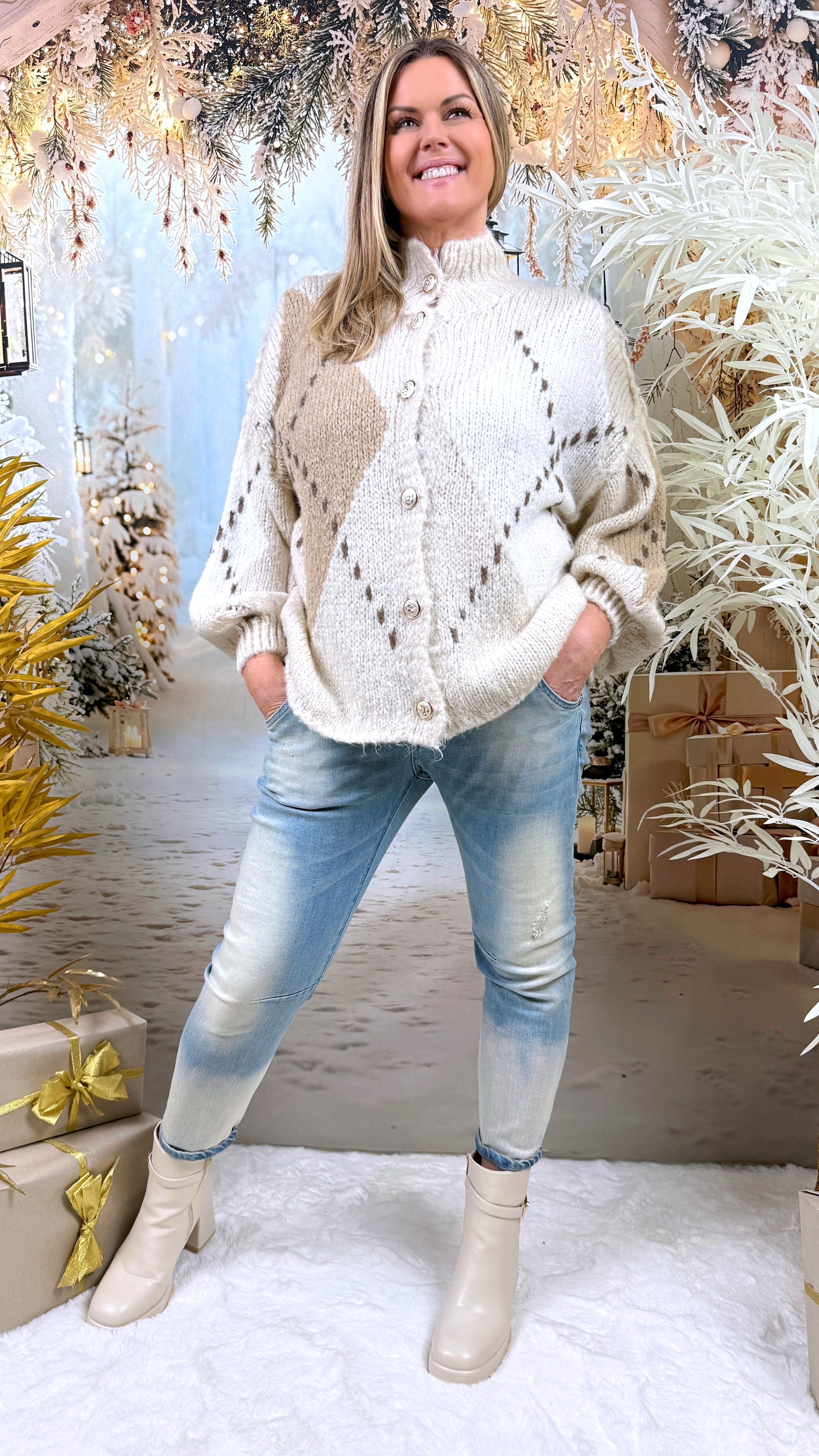 Cardigan Royal Argyle Dream *Beige/Camel*