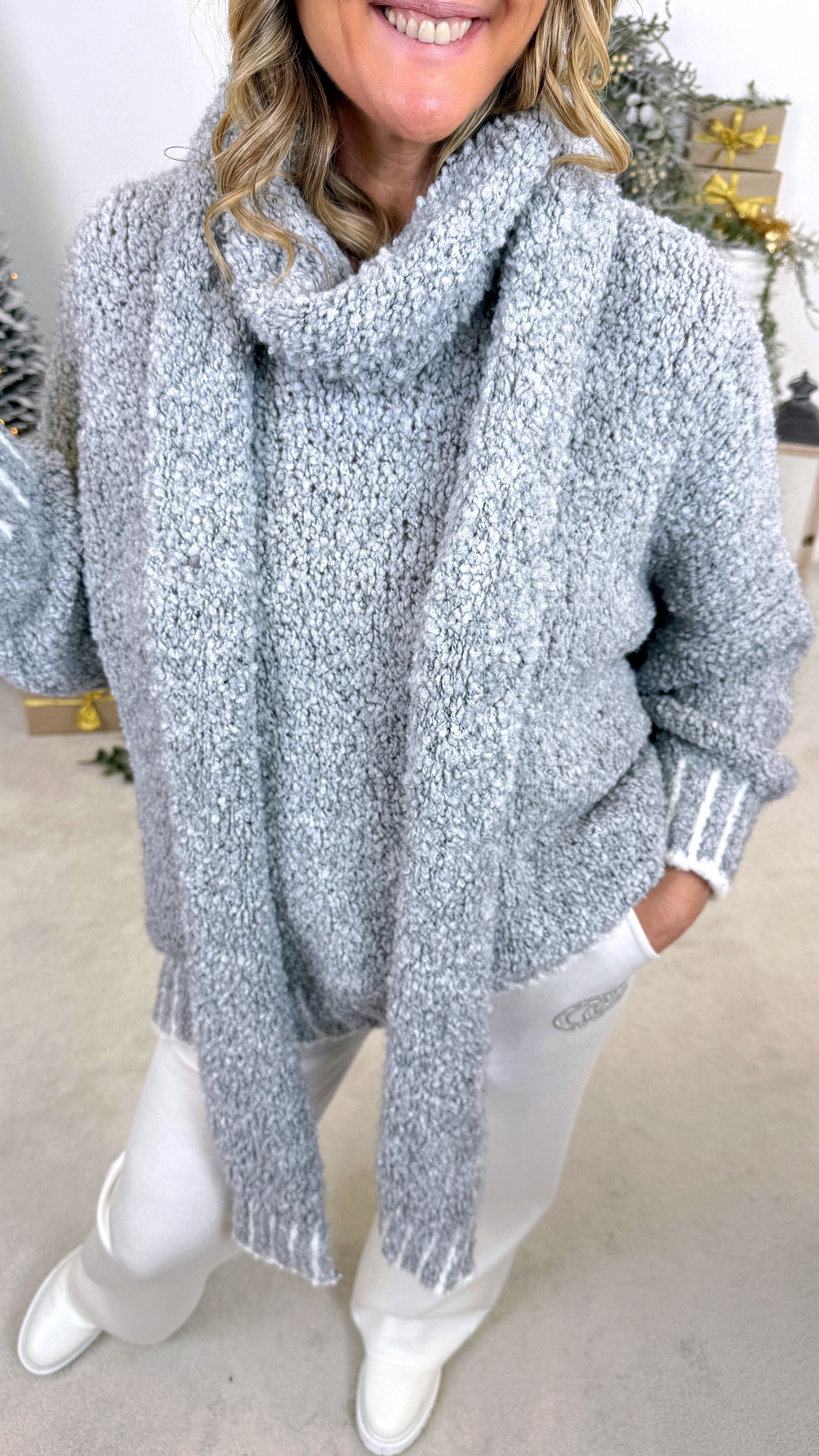 Strickpullover Snowy Hugs *Grau/Weiß*