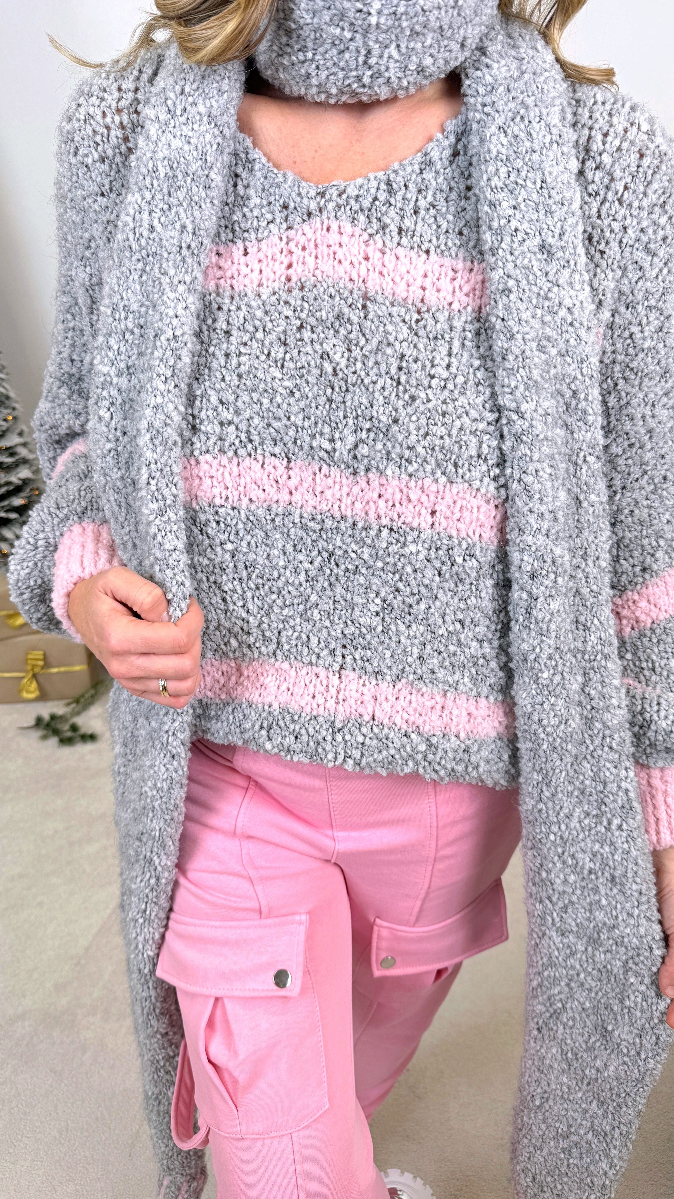 Strickpullover Calm Wave *Grau/Rosa*