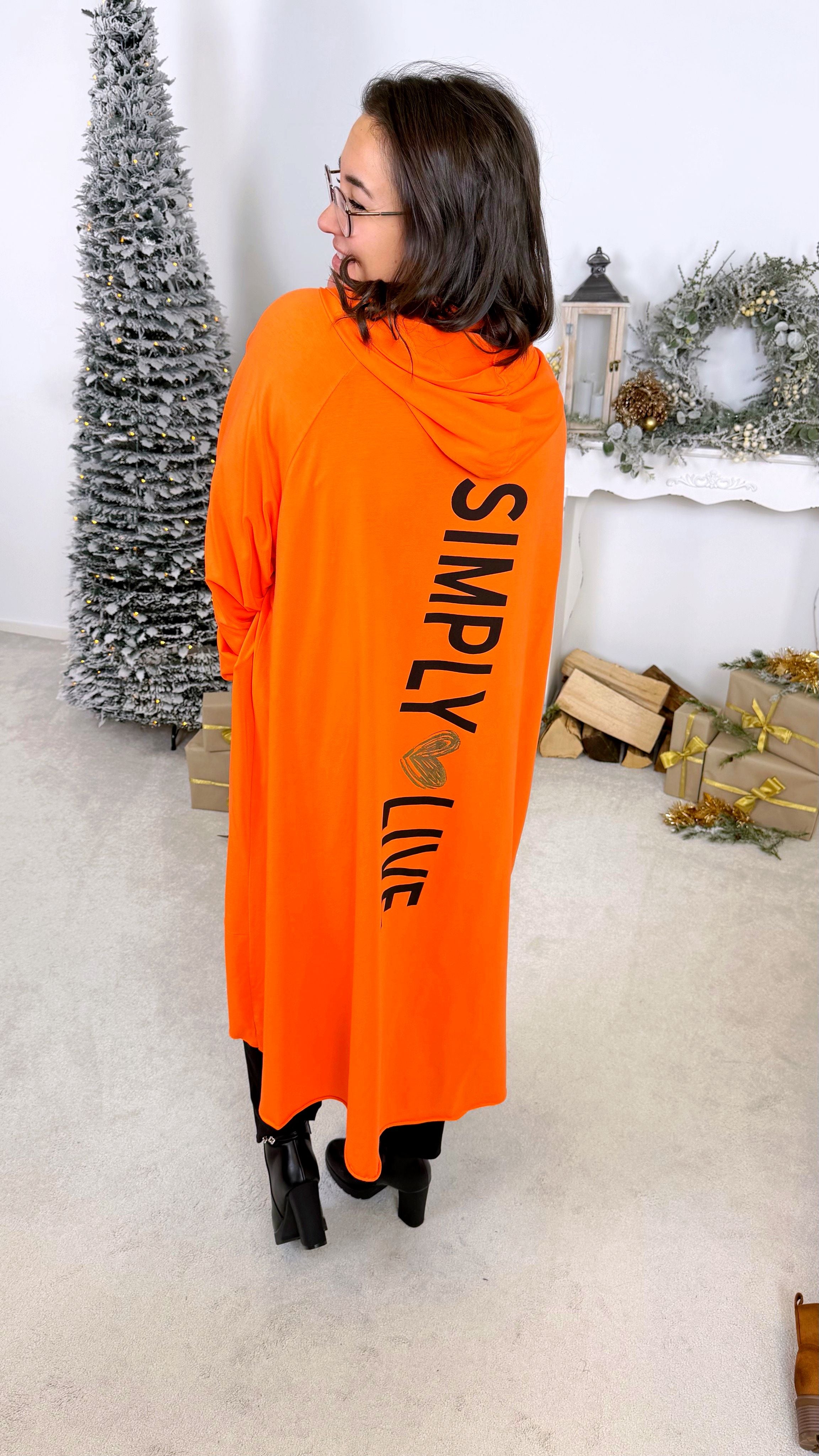 Lange Sweatjacke Simply Life *Orange*