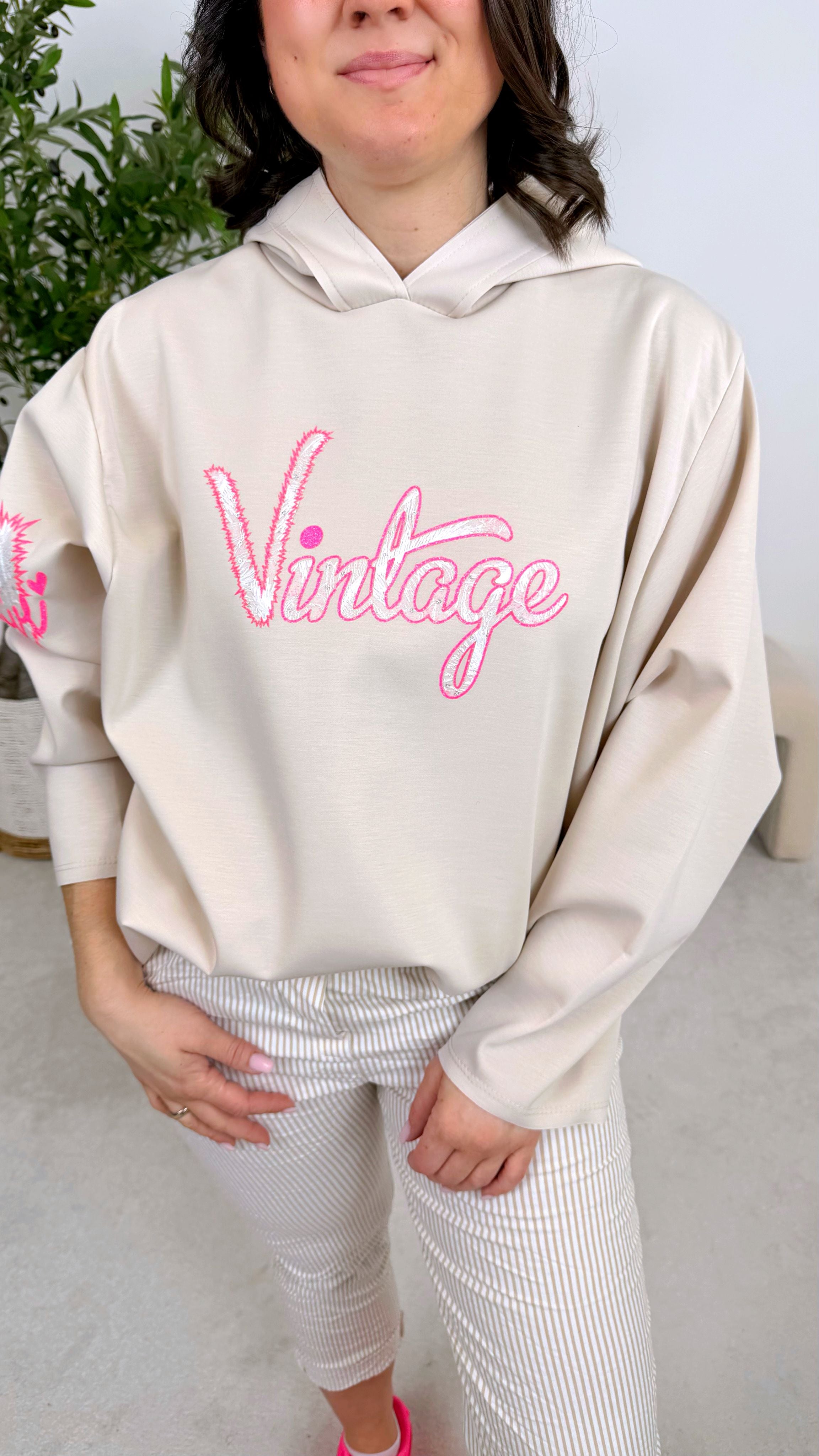 Hoodie I Love Vintage *Beige*