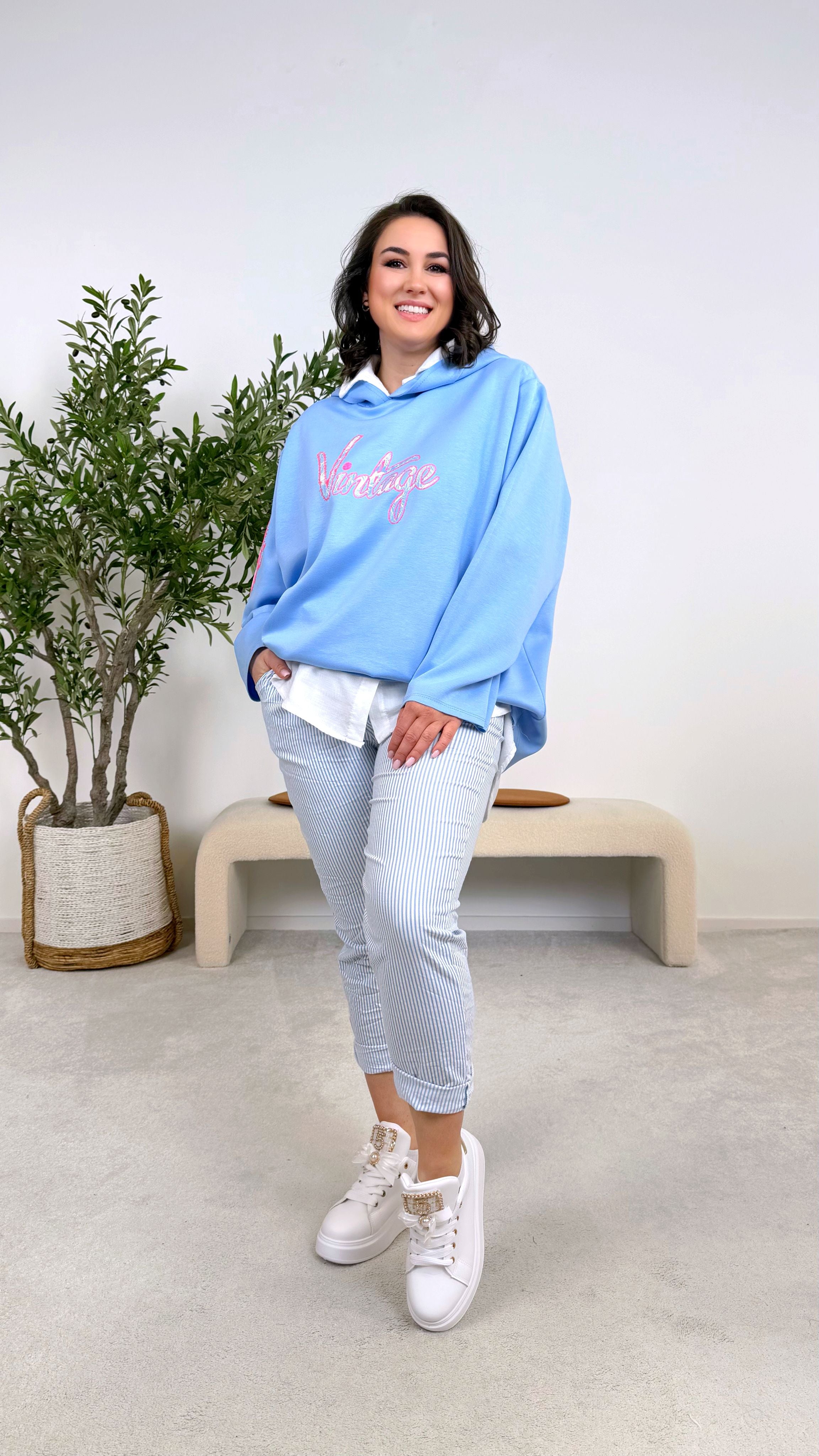 Hoodie I Love Vintage *Blau*