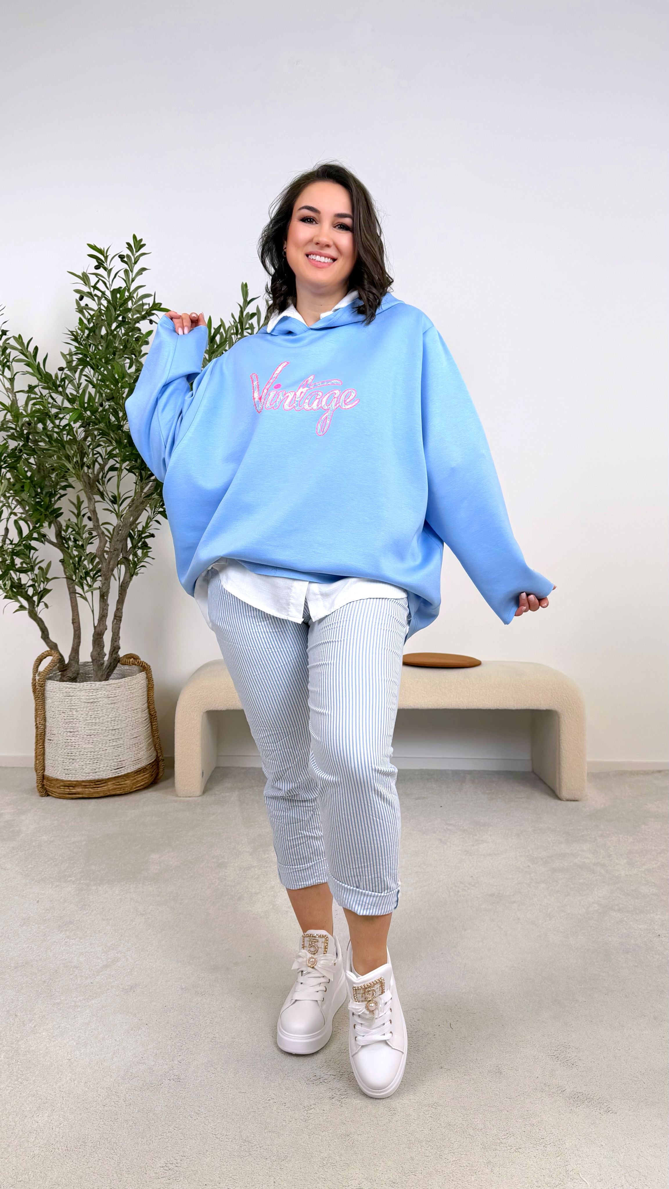 Hoodie I Love Vintage *Blau*